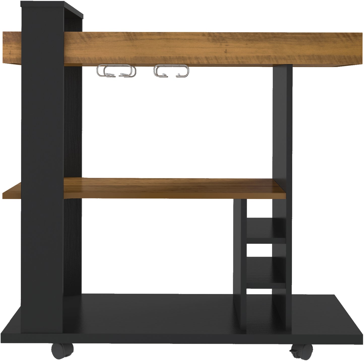 NAPLES BREAKFAST BAR/DRINKS CART - BLACK/PINE EFFECT BLACK/PINE EFFECT