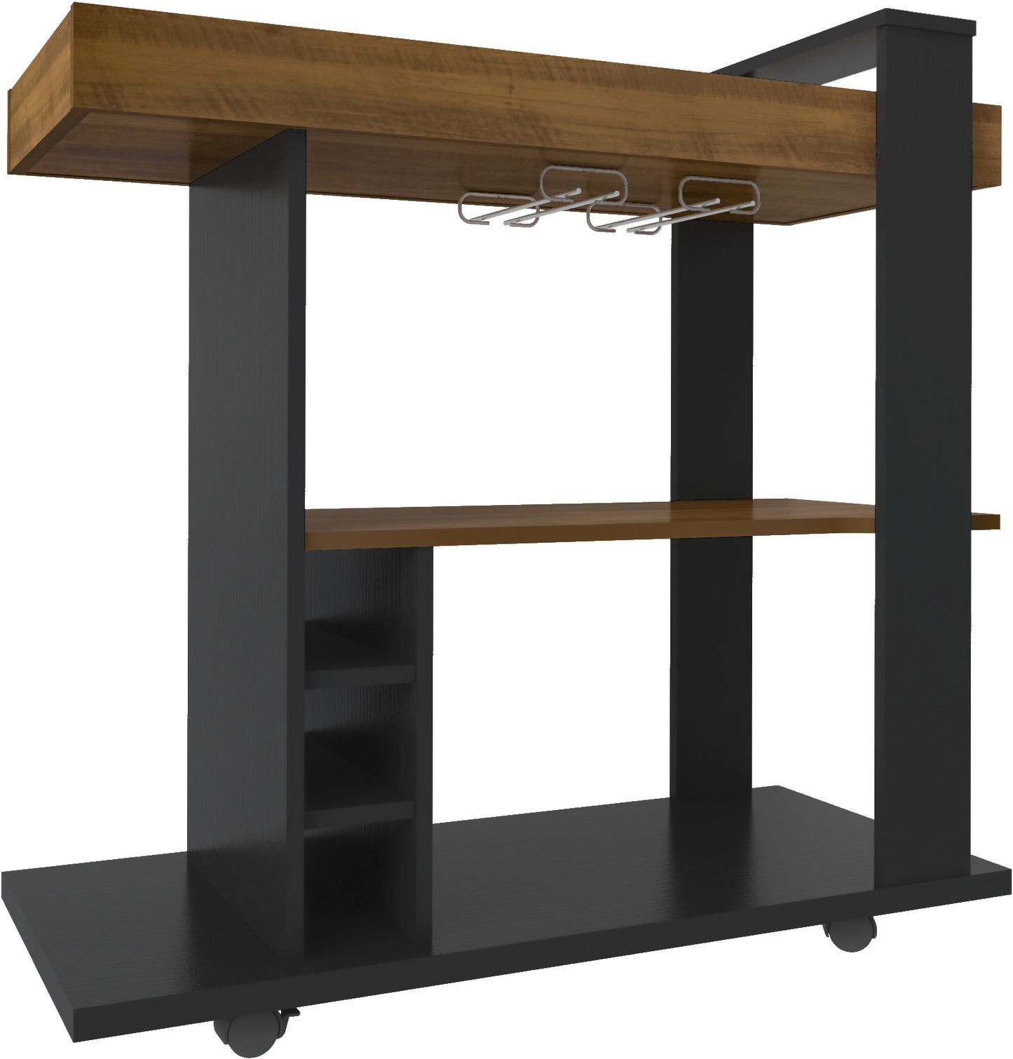 NAPLES BREAKFAST BAR/DRINKS CART - BLACK/PINE EFFECT BLACK/PINE EFFECT