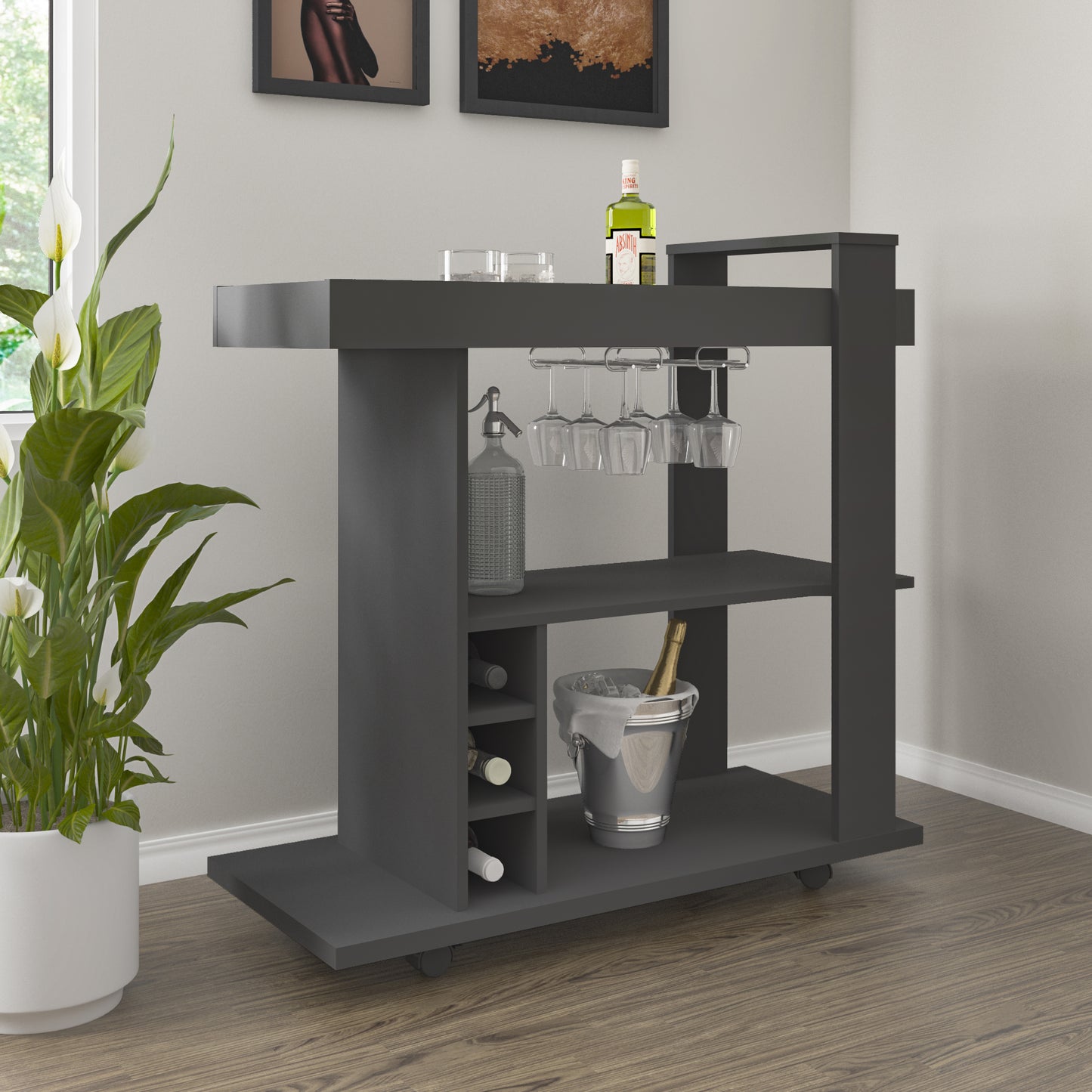 NAPLES BREAKFAST BAR/DRINKS CART - GREY GREY