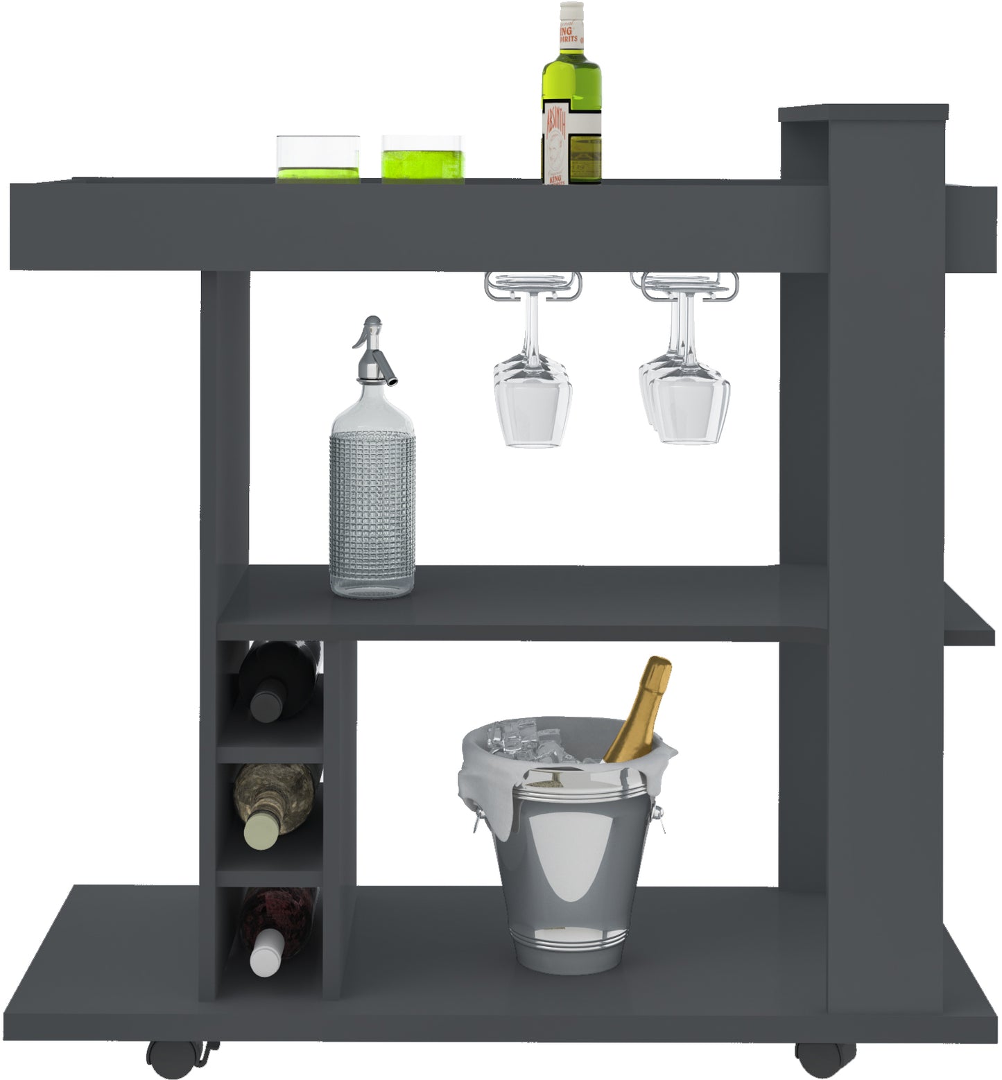 NAPLES BREAKFAST BAR/DRINKS CART - GREY GREY