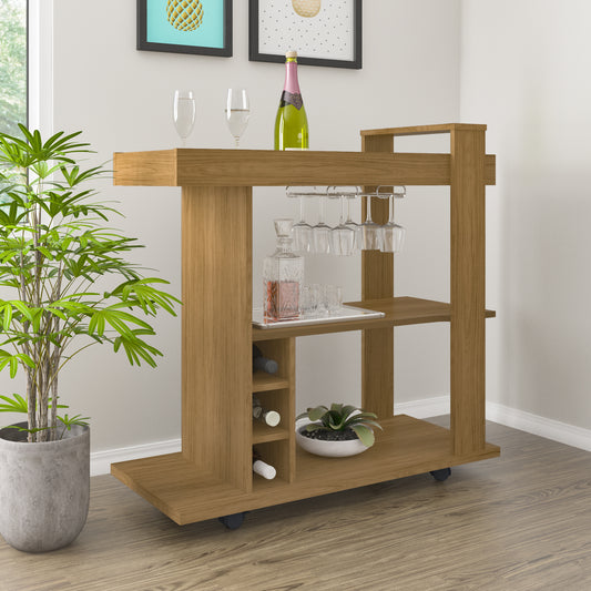 NAPLES BREAKFAST BAR/DRINKS CART - OAK EFFECT