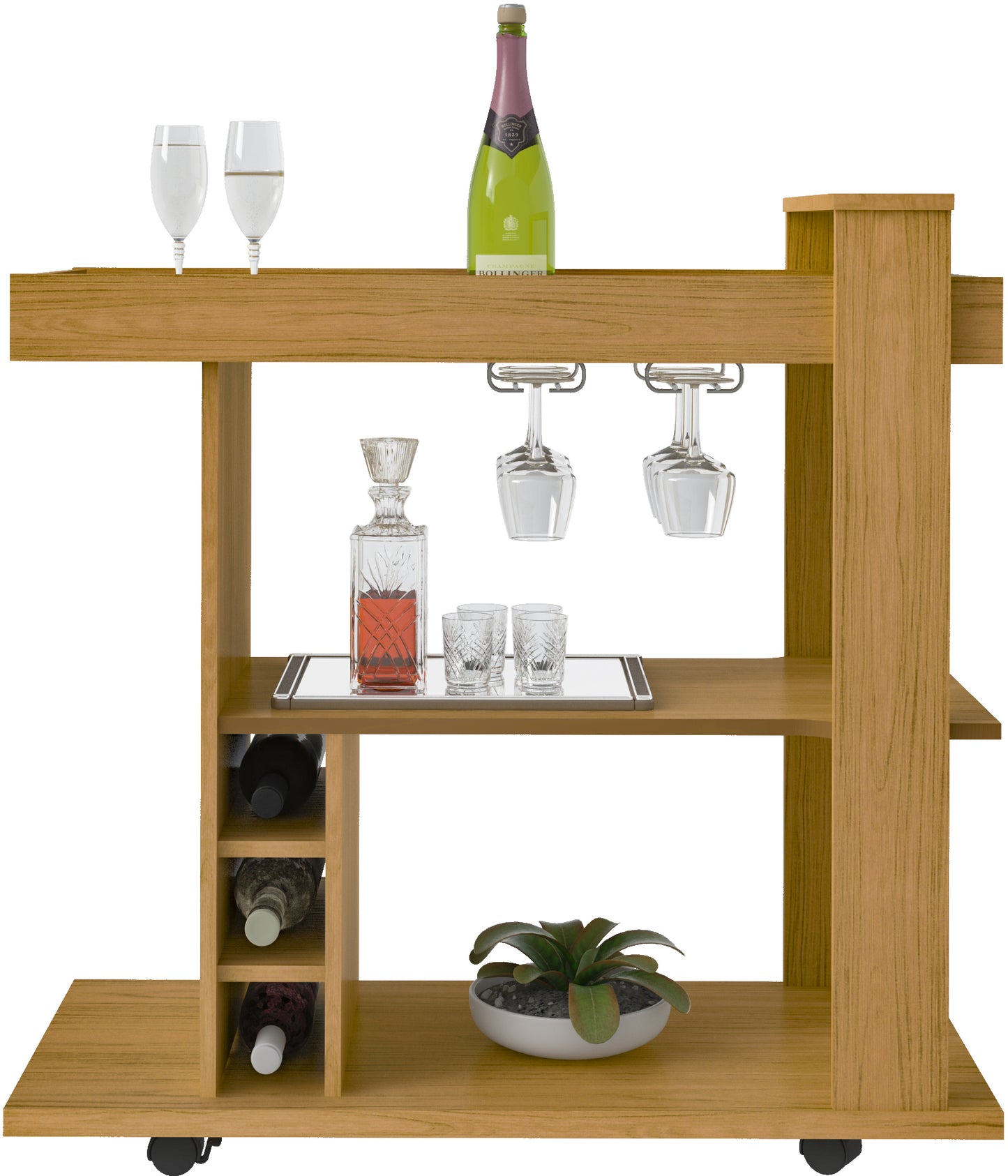 NAPLES BREAKFAST BAR/DRINKS CART - OAK EFFECT