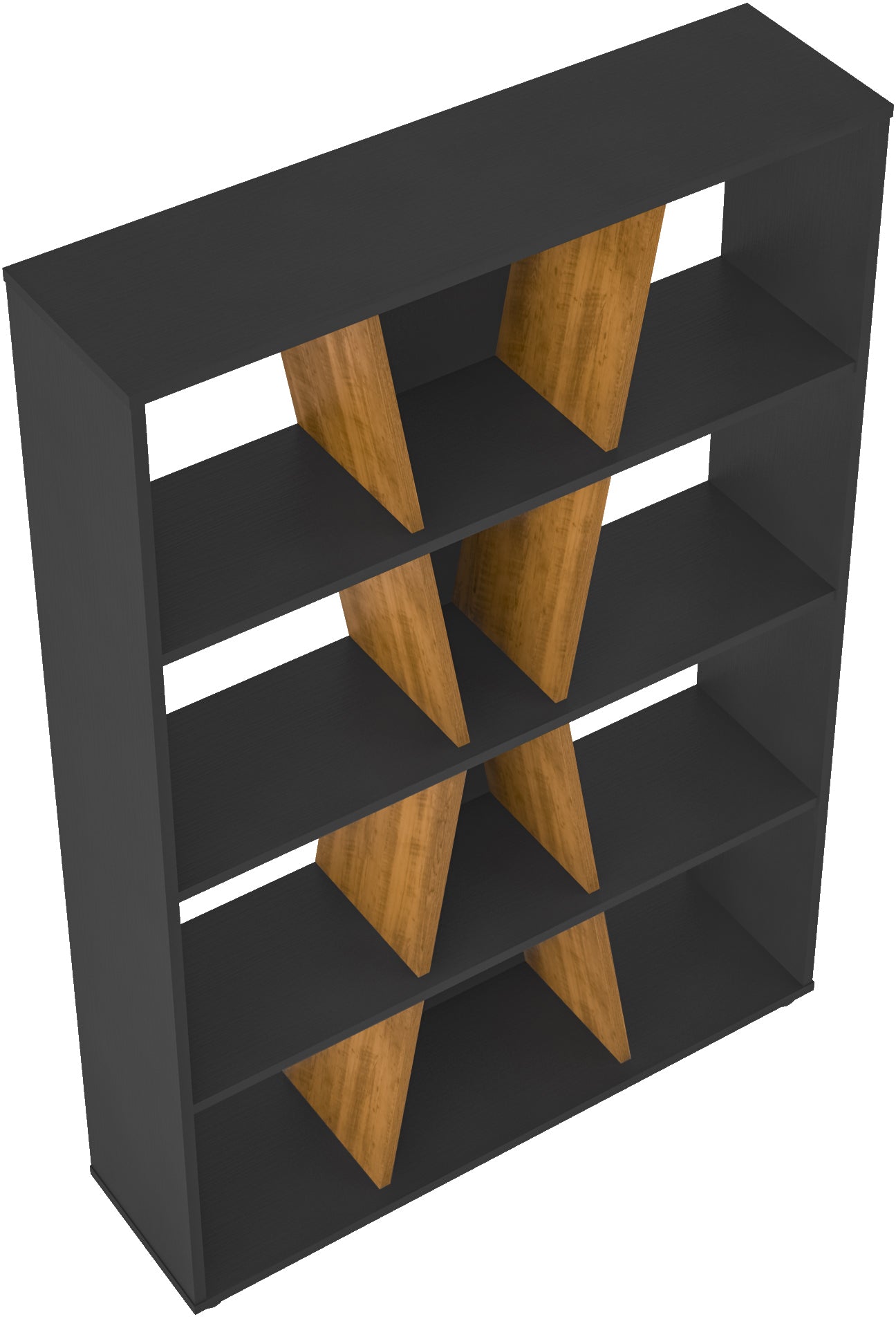 NAPLES MEDIUM BOOKCASE - BLACK/PINE EFFECT