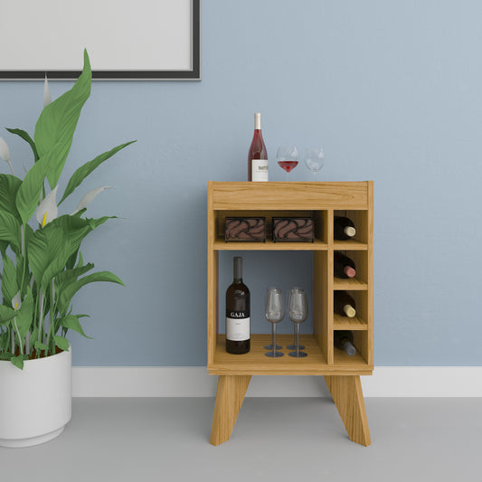 NAPLES MINI BAR/SIDE TABLE - OAK EFFECT