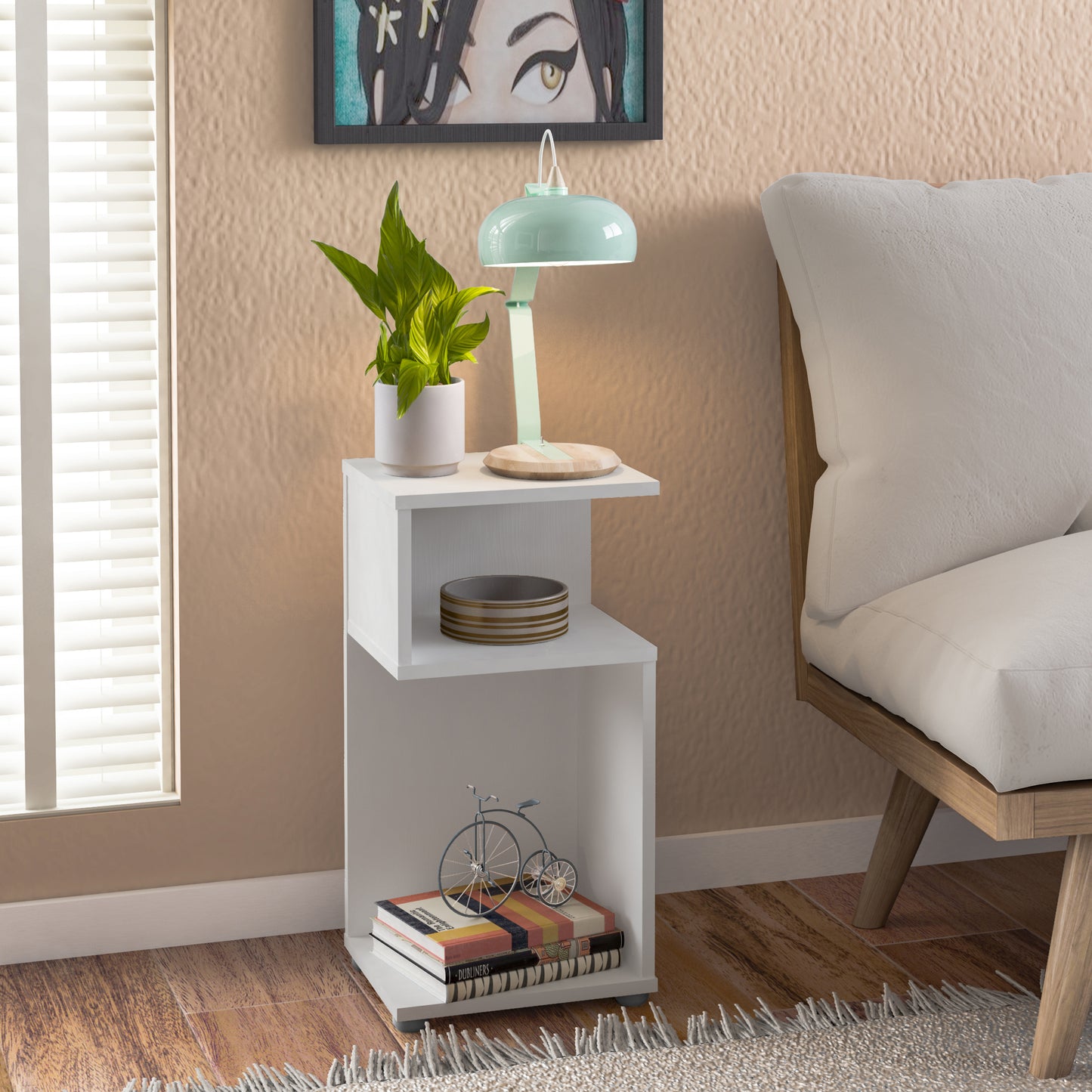 NAPLES PLANT STAND/SIDE TABLE - WHITE WHITE