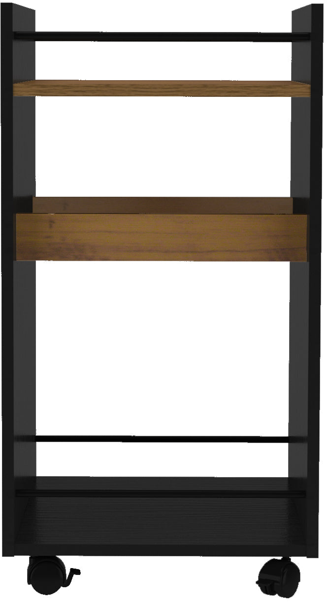 NAPLES SERVING CART/SIDE TABLE - BLACK/PINE EFFECT