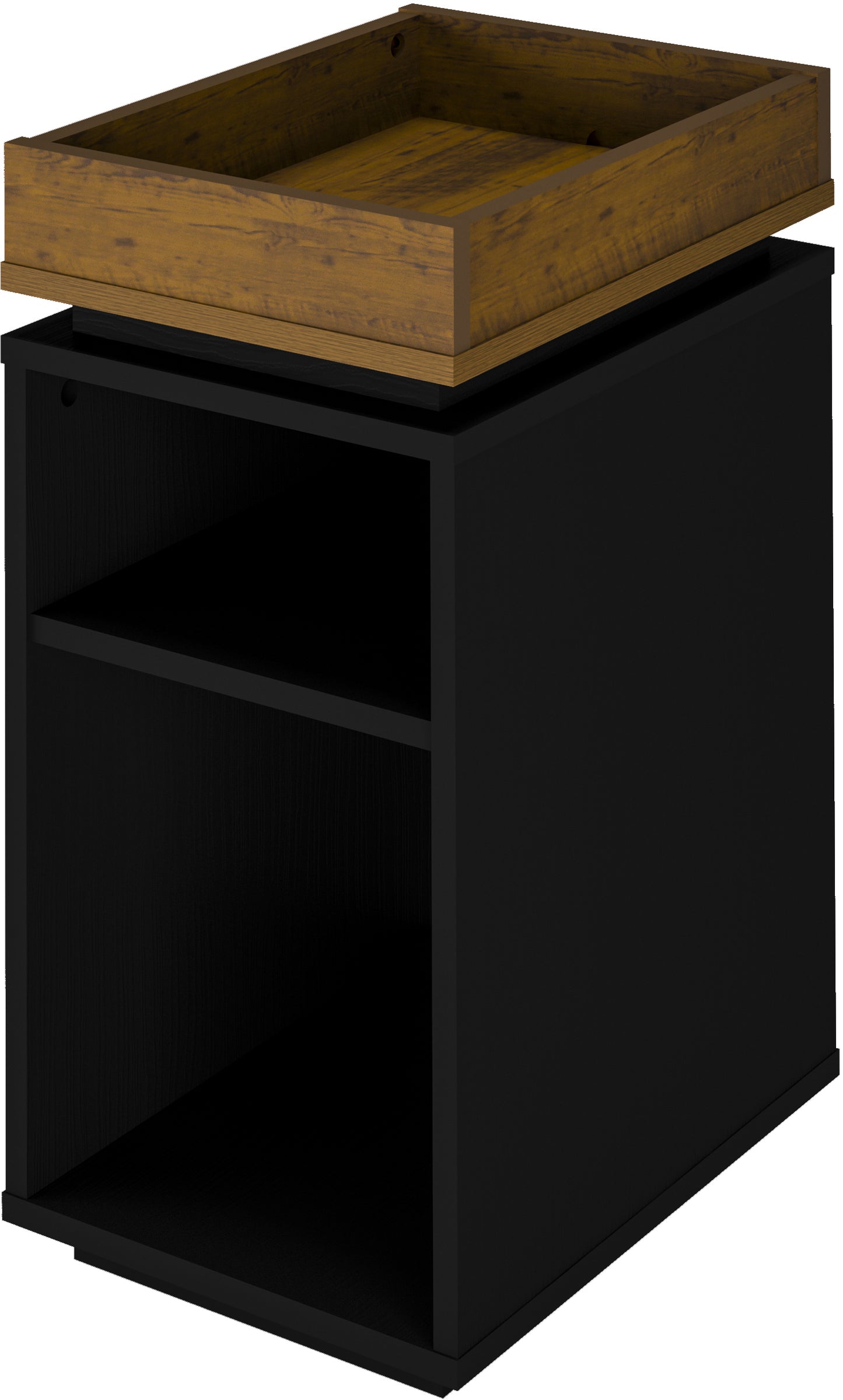 NAPLES STORAGE SIDE TABLE - BLACK/PINE EFFECT