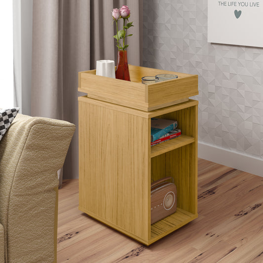 NAPLES STORAGE SIDE TABLE - OAK EFFECT