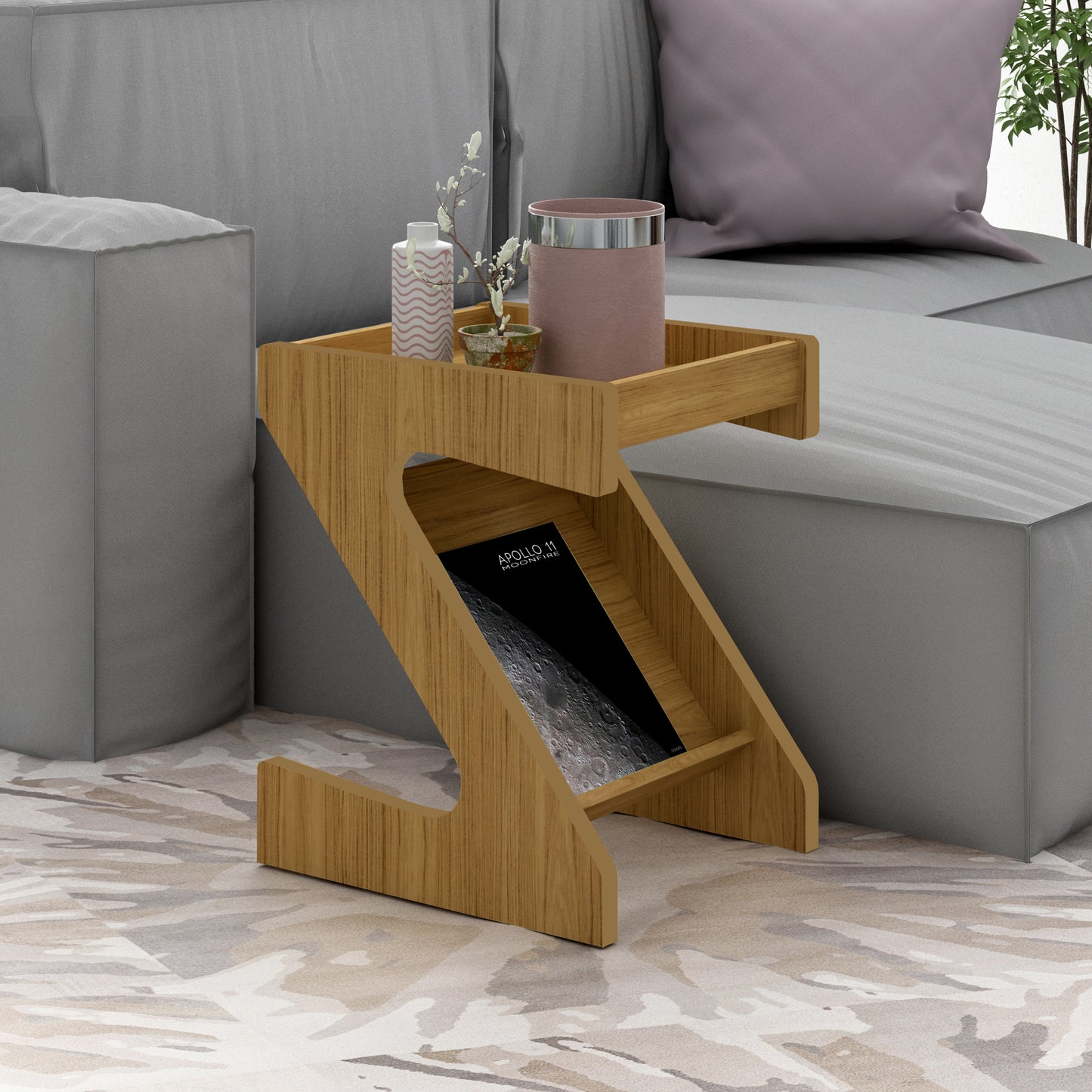 NAPLES Z SIDE TABLE - OAK EFFECT