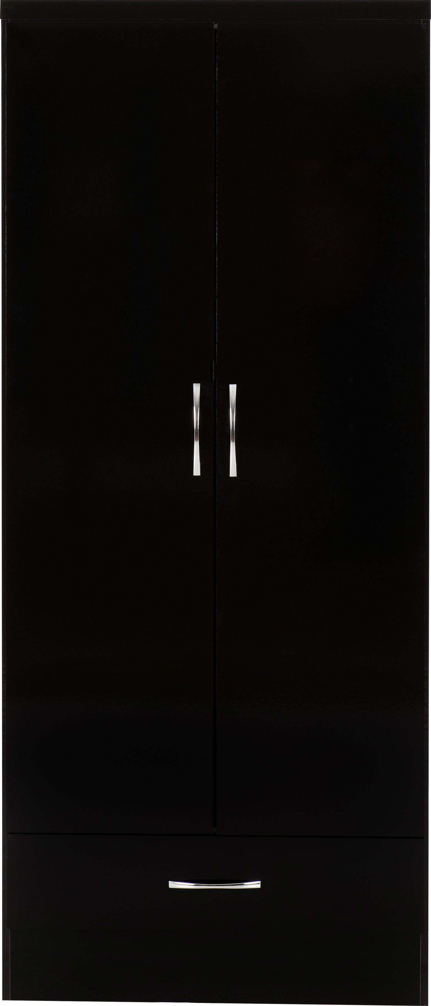 NEVADA 2 DOOR 1 DRAWER WARDROBE - BLACK GLOSS