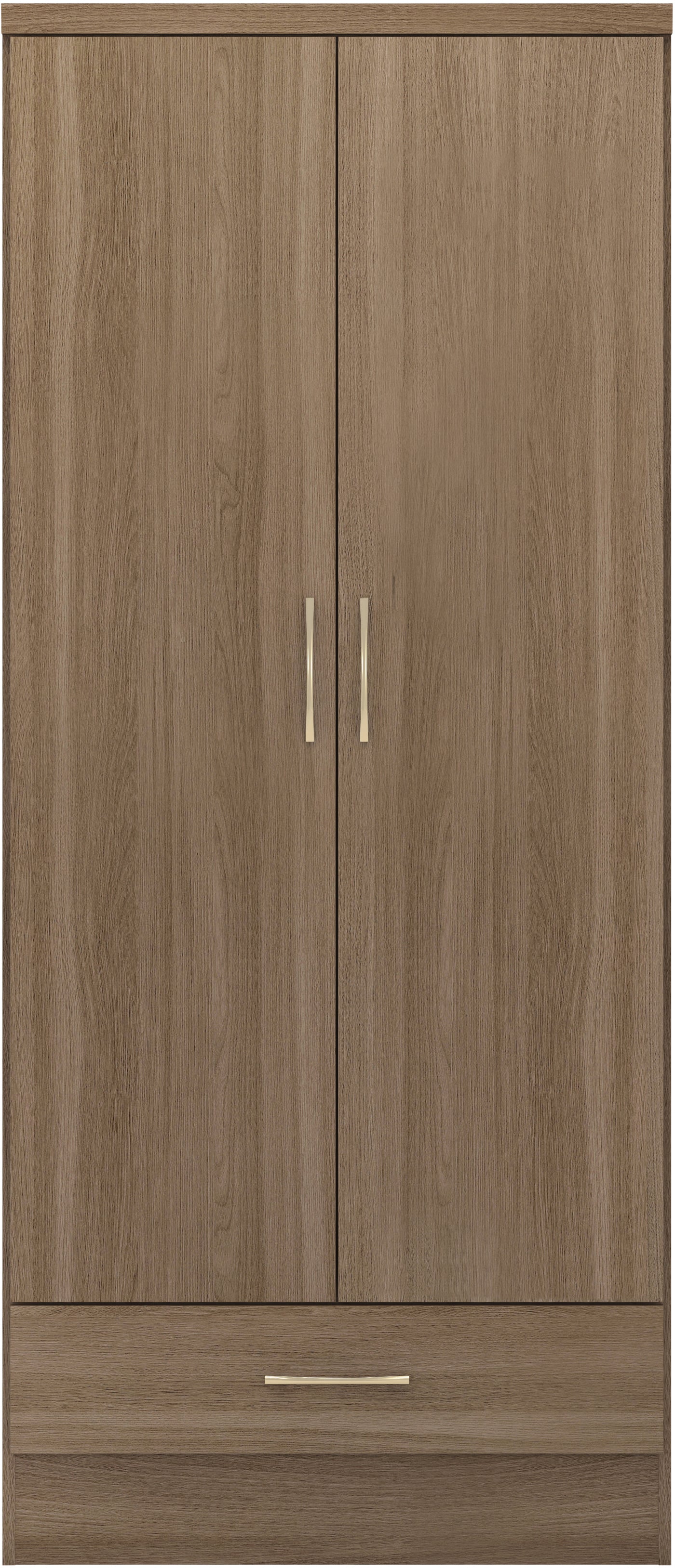 NEVADA 2 DOOR 1 DRAWER WARDROBE - RUSTIC OAK EFFECT