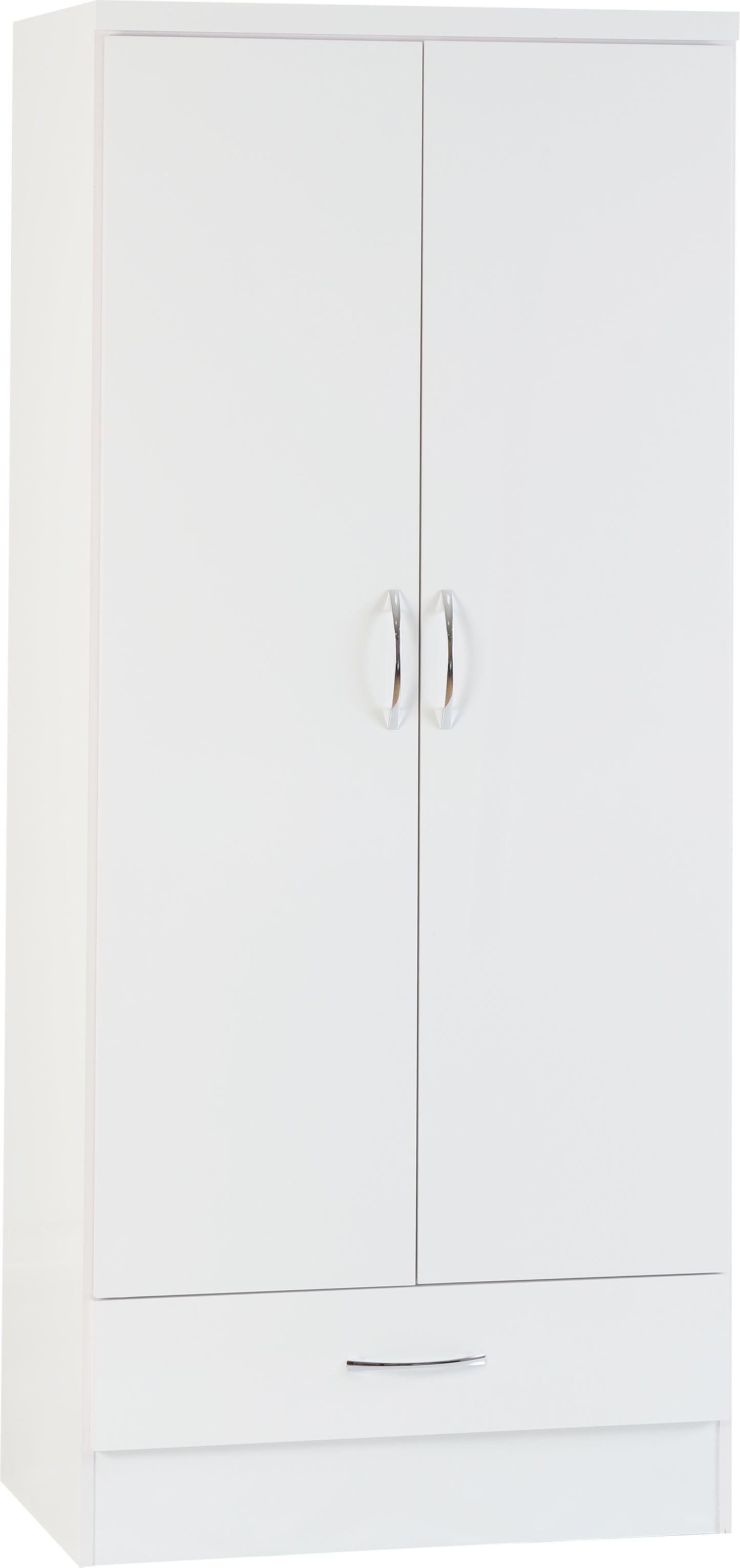 NEVADA 2 DOOR 1 DRAWER WARDROBE - WHITE GLOSS