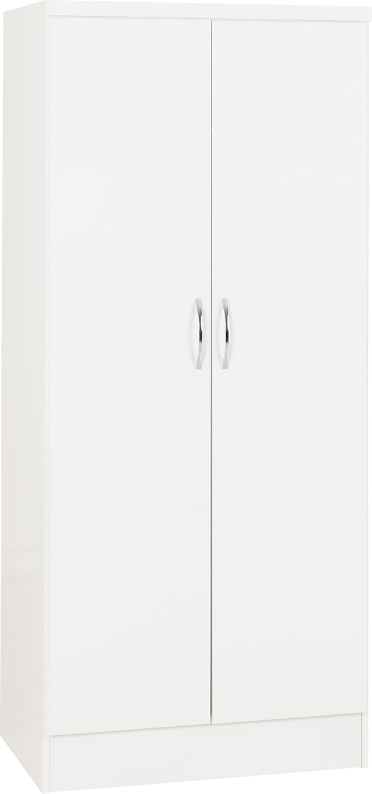 NEVADA 2 DOOR ALL HANGING WARDROBE - WHITE GLOSS