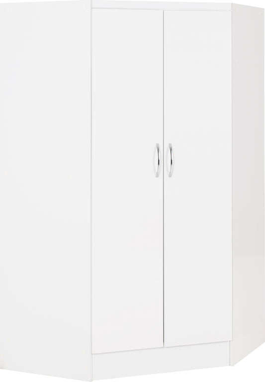 NEVADA 2 DOOR CORNER WARDROBE - WHITE GLOSS