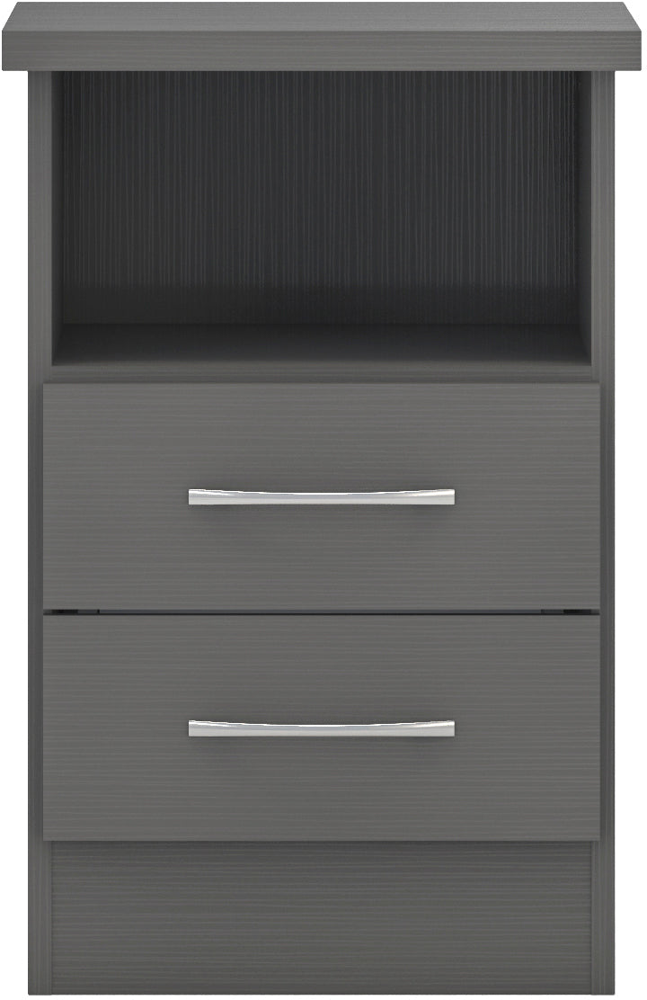 NEVADA 2 DRAWER BEDSIDE - 3D EFFECT GREY