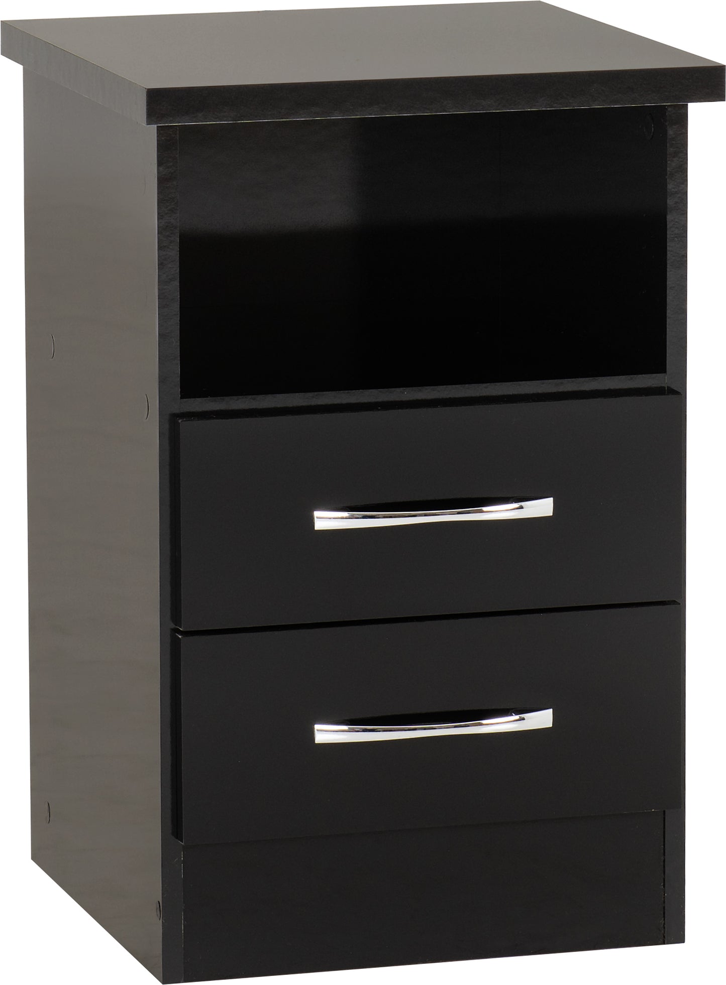 NEVADA 2 DRAWER BEDSIDE - BLACK GLOSS