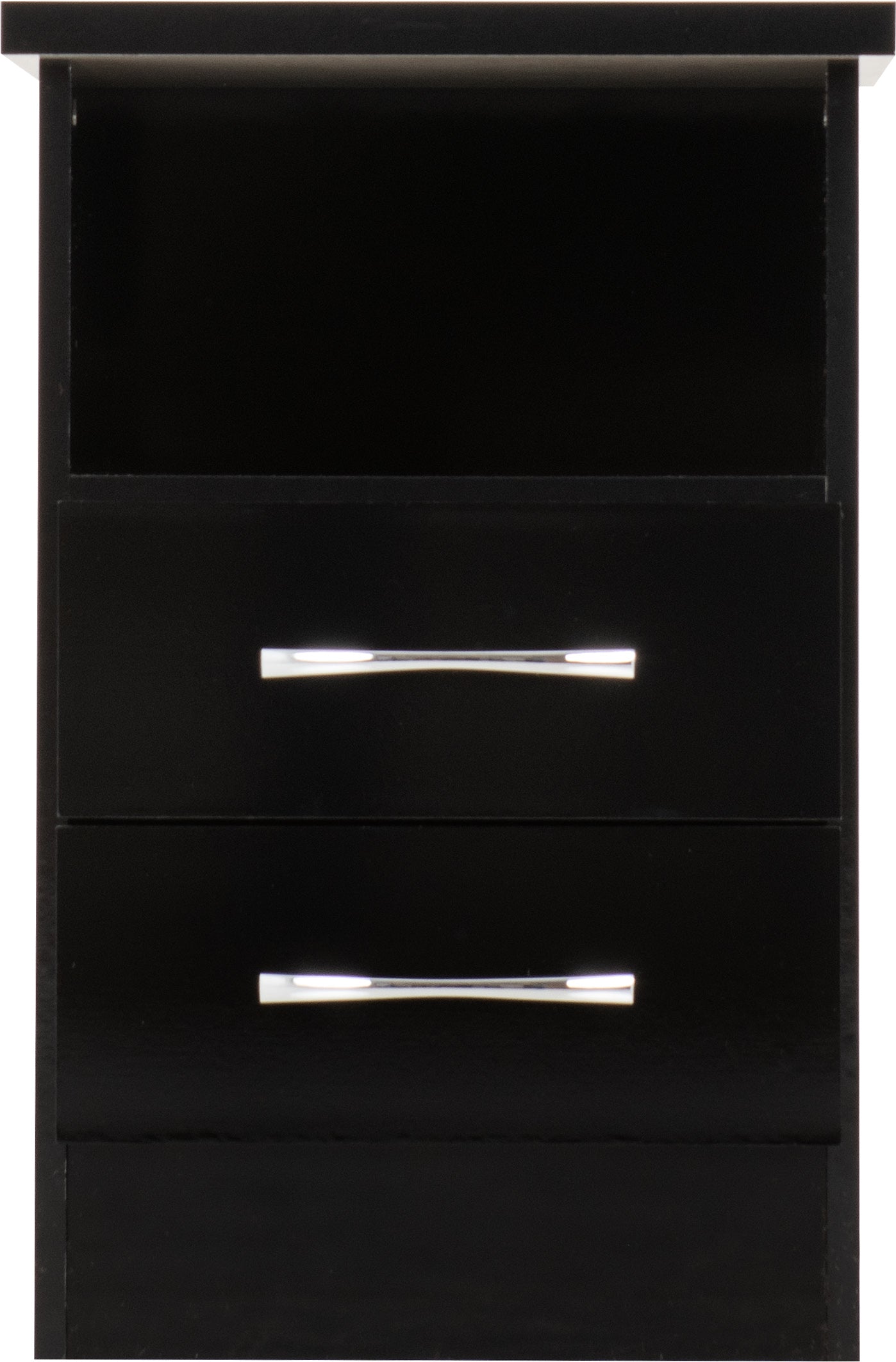 NEVADA 2 DRAWER BEDSIDE - BLACK GLOSS