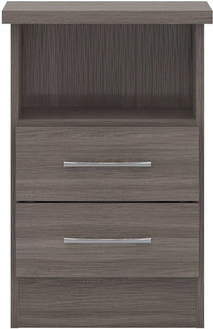 NEVADA 2 DRAWER BEDSIDE - BLACK WOOD GRAIN