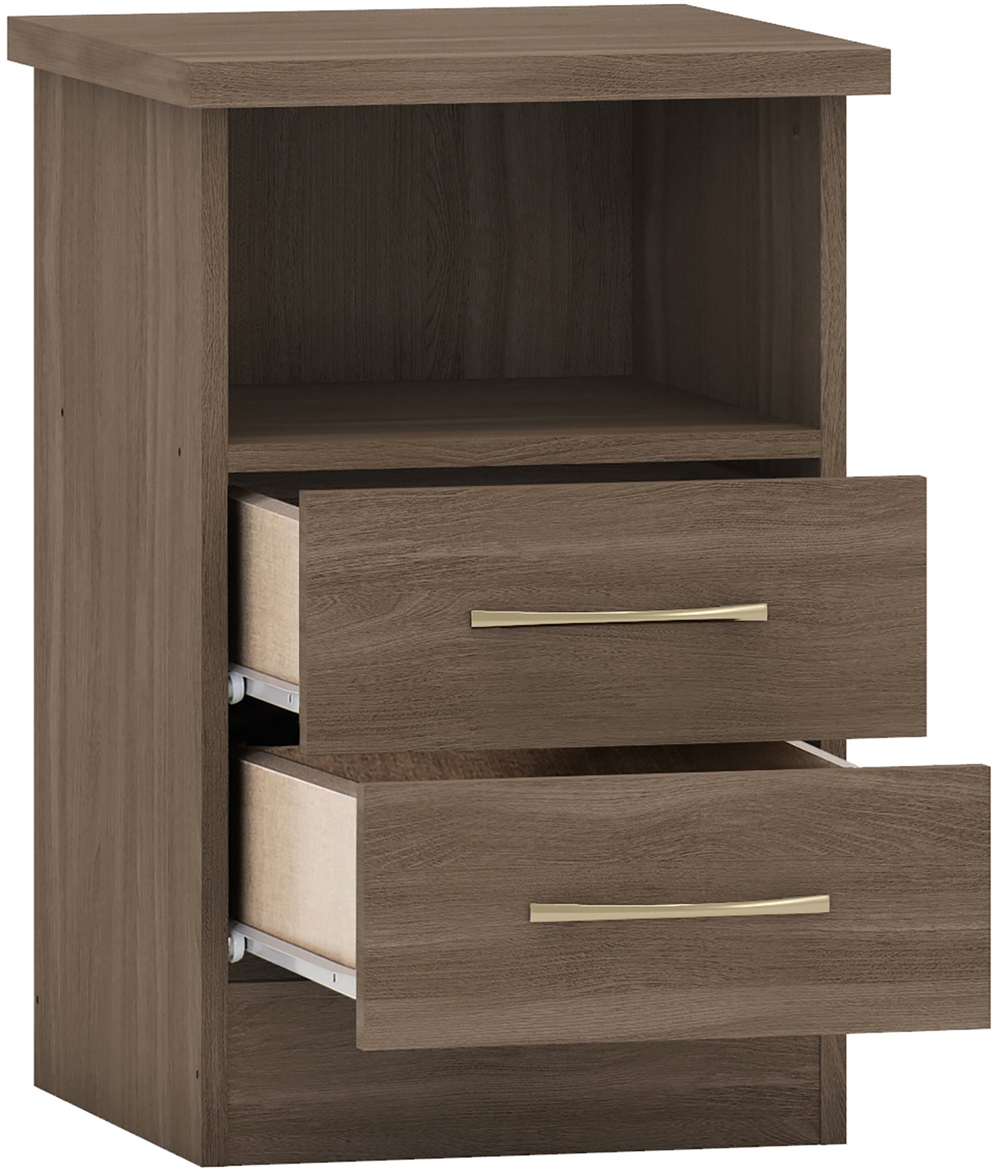 NEVADA 2 DRAWER BEDSIDE - RUSTIC OAK EFFECT