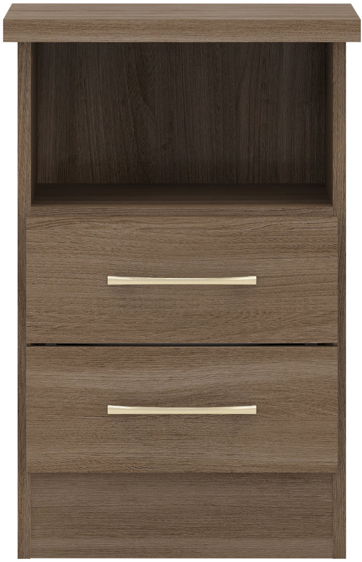 NEVADA 2 DRAWER BEDSIDE - RUSTIC OAK EFFECT