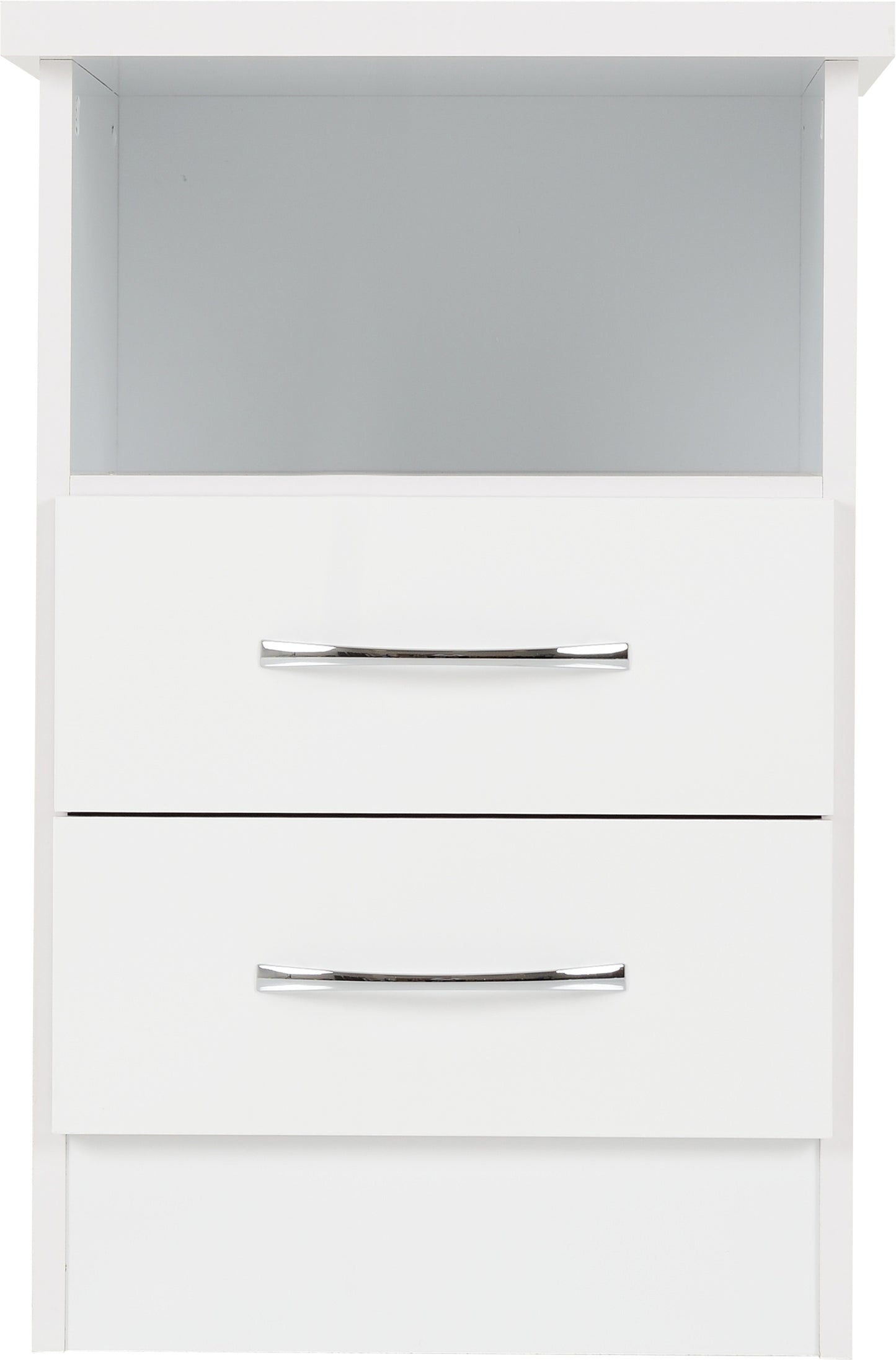 NEVADA 2 DRAWER BEDSIDE - WHITE GLOSS