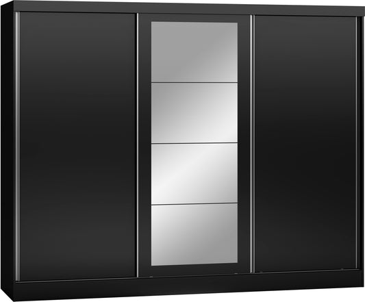 NEVADA 3 DOOR SLIDING WARDROBE - BLACK GLOSS