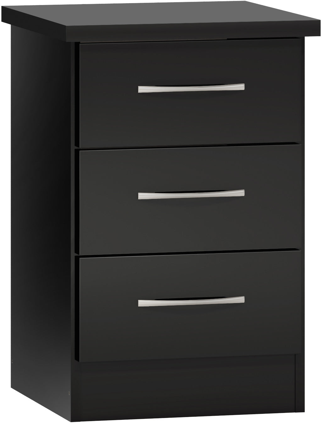 NEVADA 3 DRAWER BEDSIDE - BLACK GLOSS