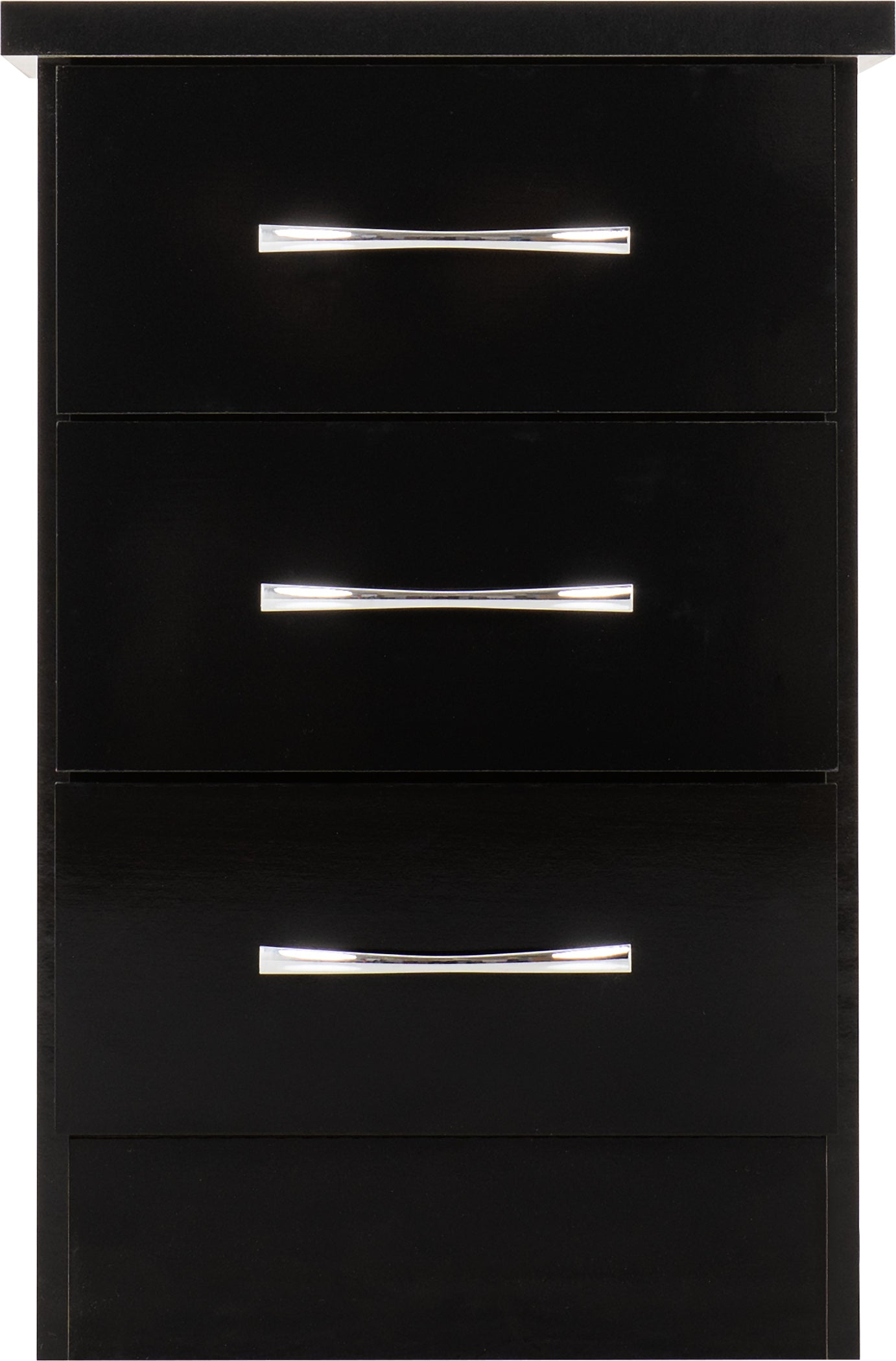 NEVADA 3 DRAWER BEDSIDE - BLACK GLOSS