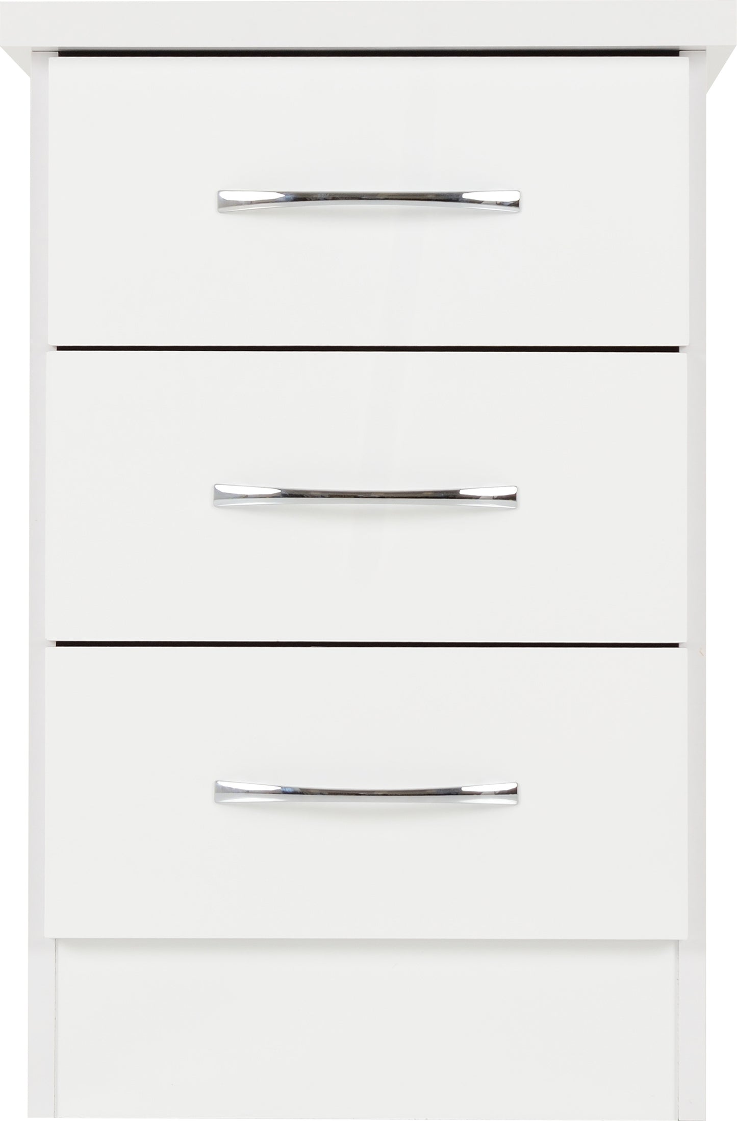 NEVADA 3 DRAWER BEDSIDE - WHITE GLOSS