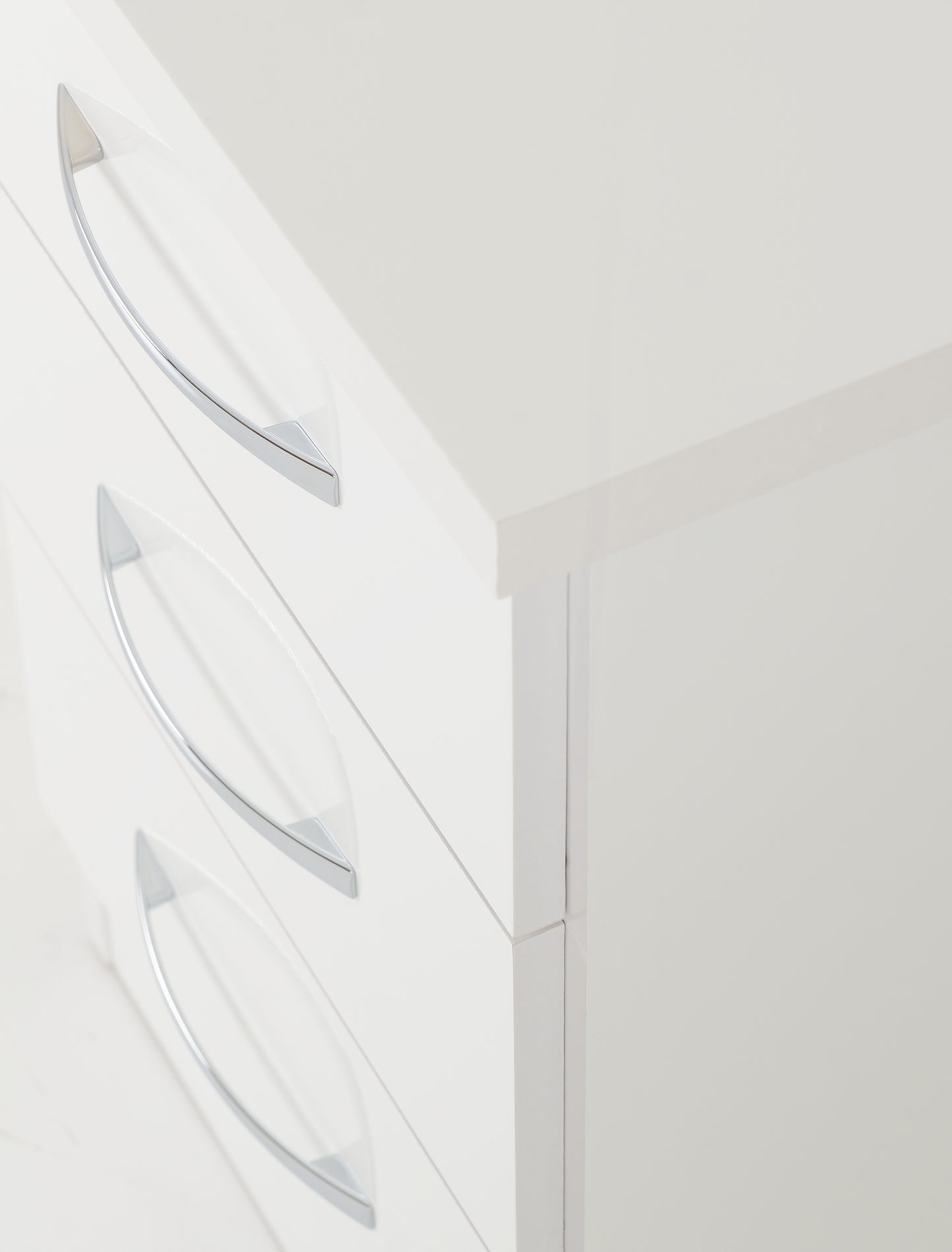 NEVADA 3 DRAWER BEDSIDE - WHITE GLOSS