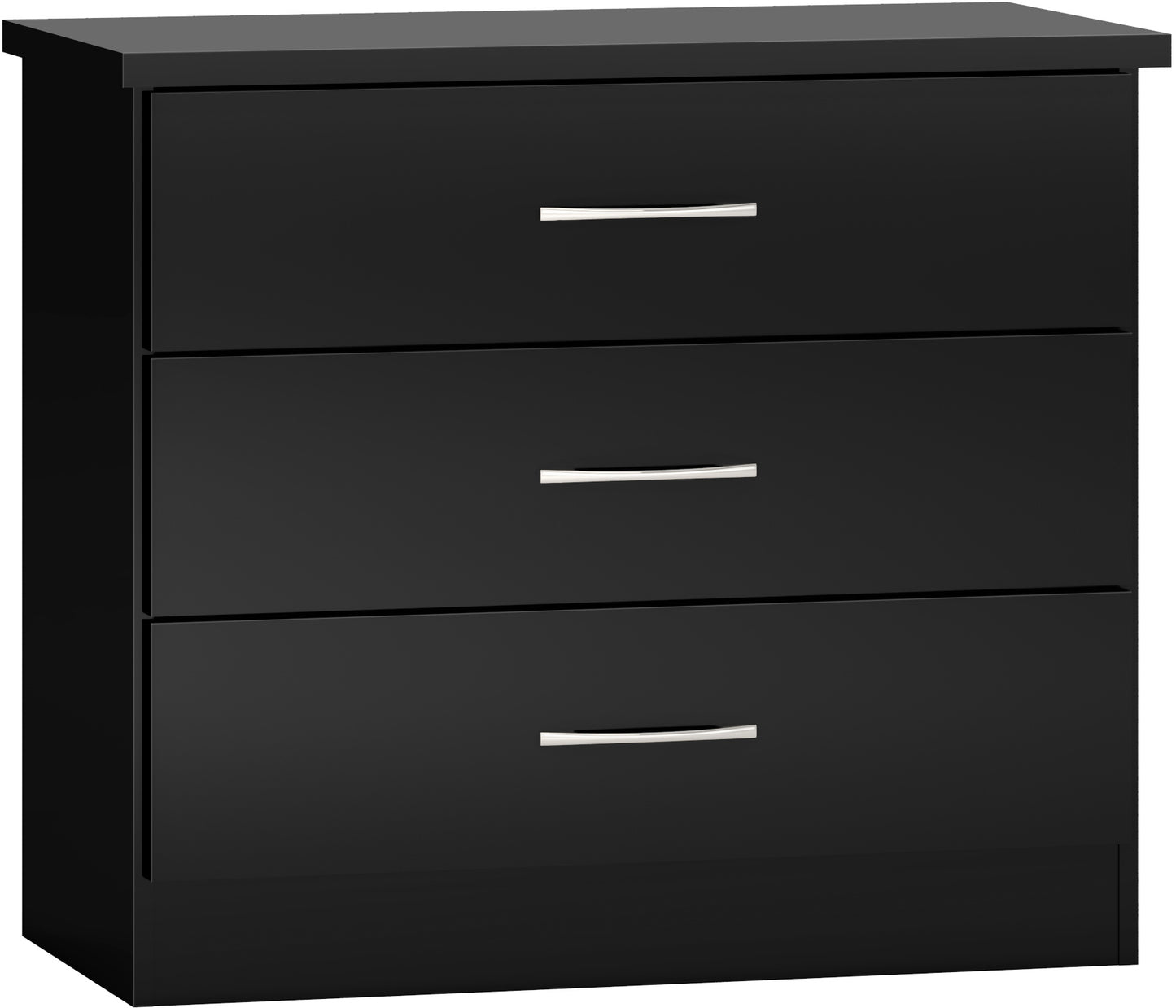 NEVADA 3 DRAWER CHEST - BLACK GLOSS