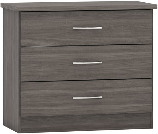 NEVADA 3 DRAWER CHEST - BLACK WOOD GRAIN