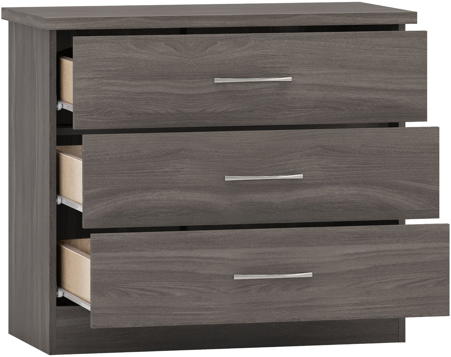 NEVADA 3 DRAWER CHEST - BLACK WOOD GRAIN