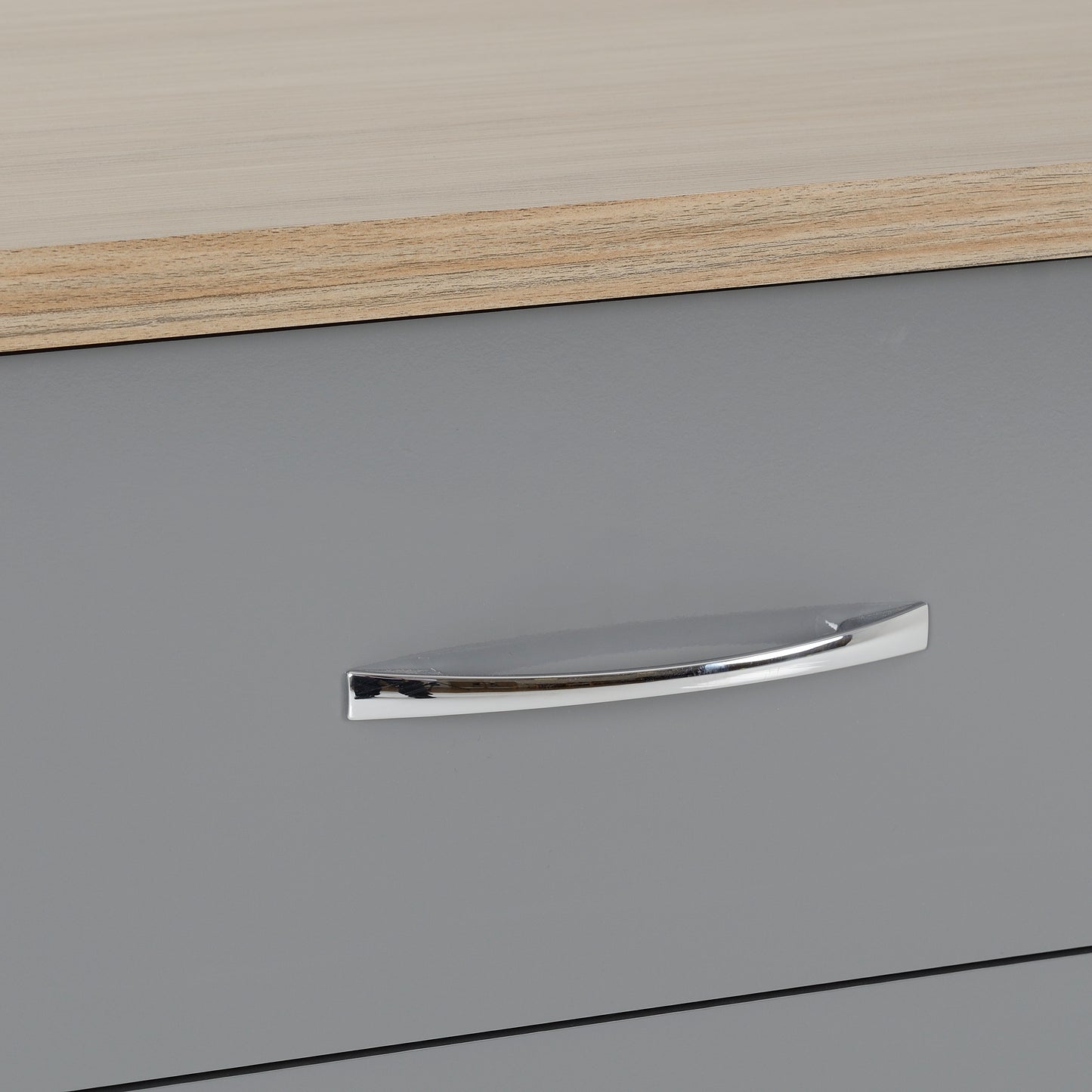 NEVADA 3 DRAWER CHEST - GREY GLOSS/LIGHT OAK EFFECT VENEER