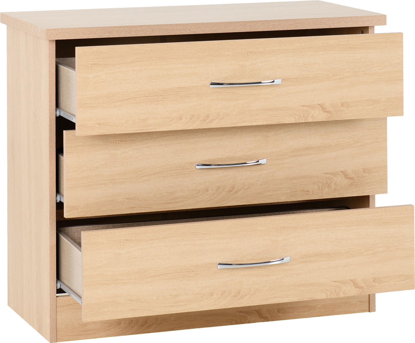 NEVADA 3 DRAWER CHEST - SONOMA OAK EFFECT