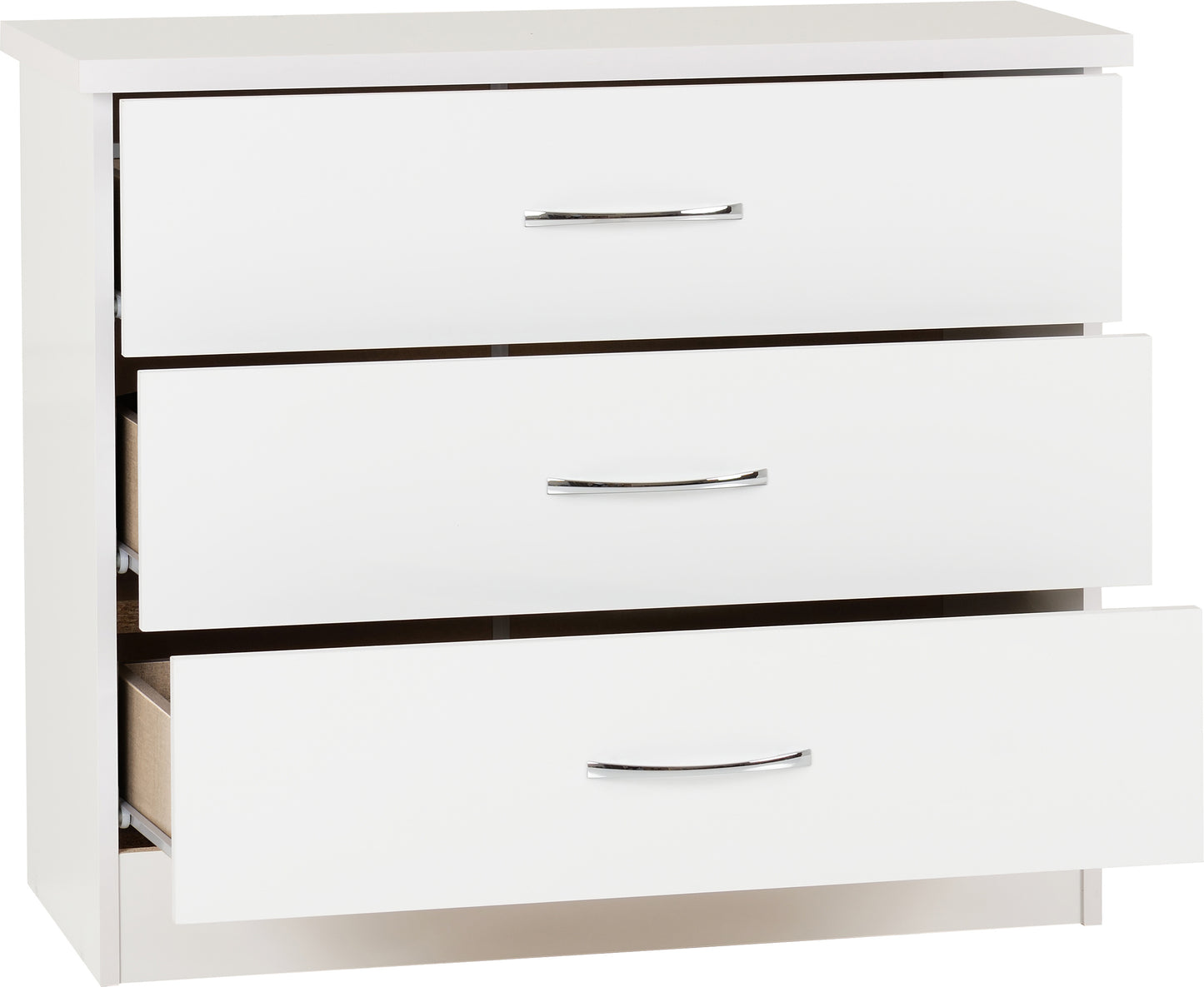 NEVADA 3 DRAWER CHEST - WHITE GLOSS