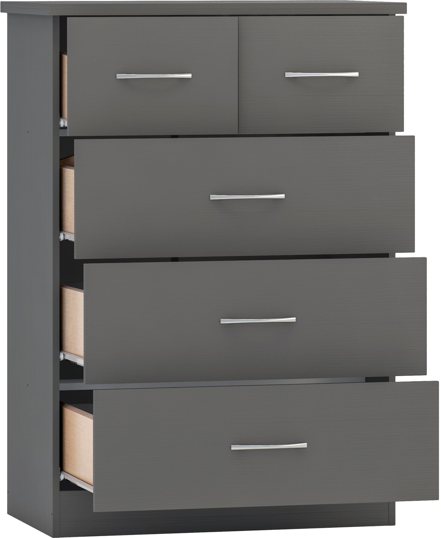 NEVADA 3+2 DRAWER CHEST - 3D EFFECT GREY