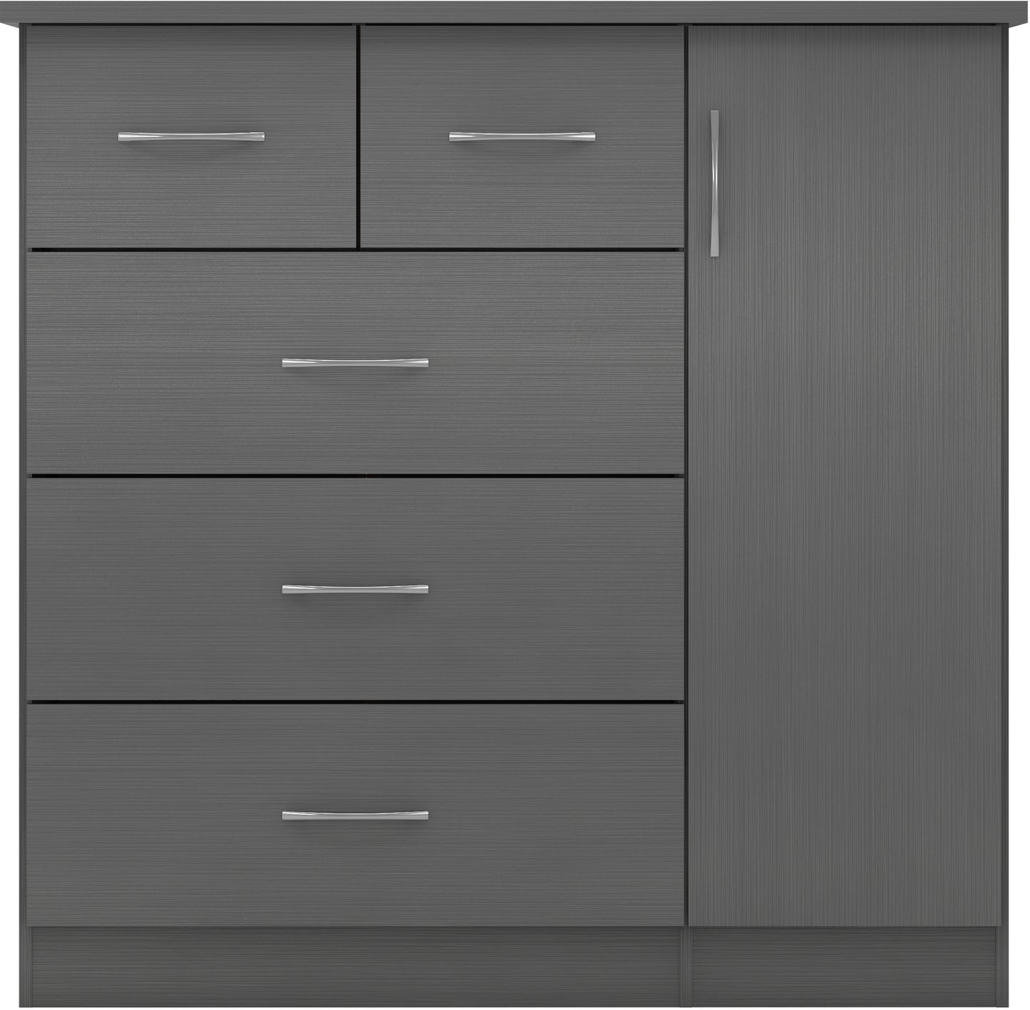 NEVADA 5 DRAWER LOW WARDROBE - 3D EFFECT GREY