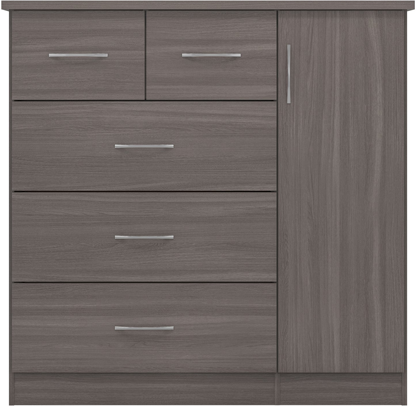 NEVADA 5 DRAWER LOW WARDROBE - BLACK WOOD GRAIN