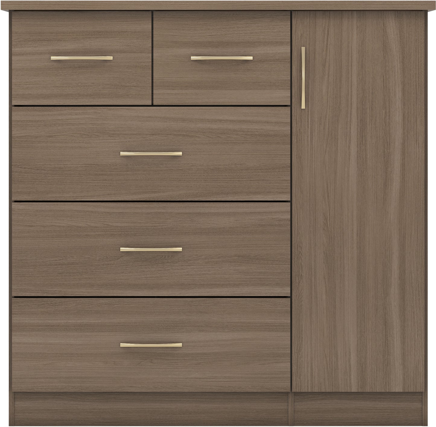 NEVADA 5 DRAWER LOW WARDROBE - RUSTIC OAK EFFECT