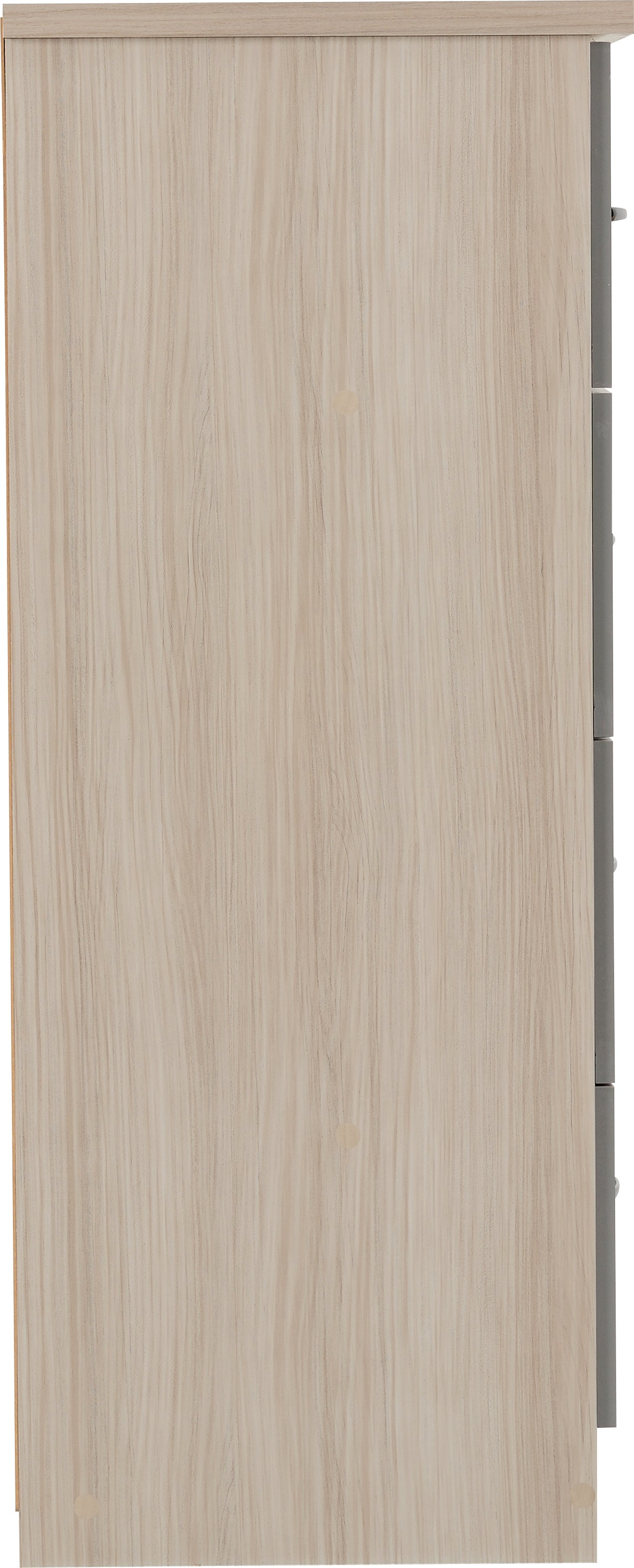 NEVADA 5 DRAWER LOW WARDROBE - GREY GLOSS/LIGHT OAK EFFECT VENEER