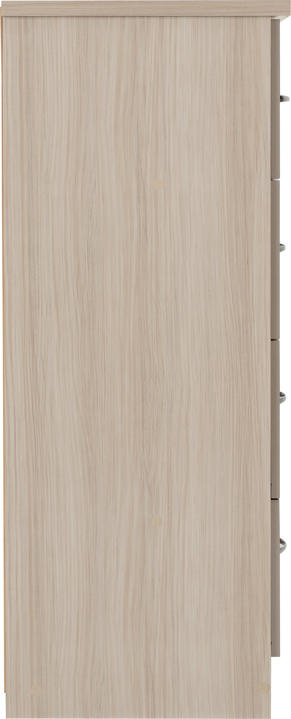 NEVADA 5 DRAWER LOW WARDROBE - OYSTER GLOSS/LIGHT OAK EFFECT VENEER