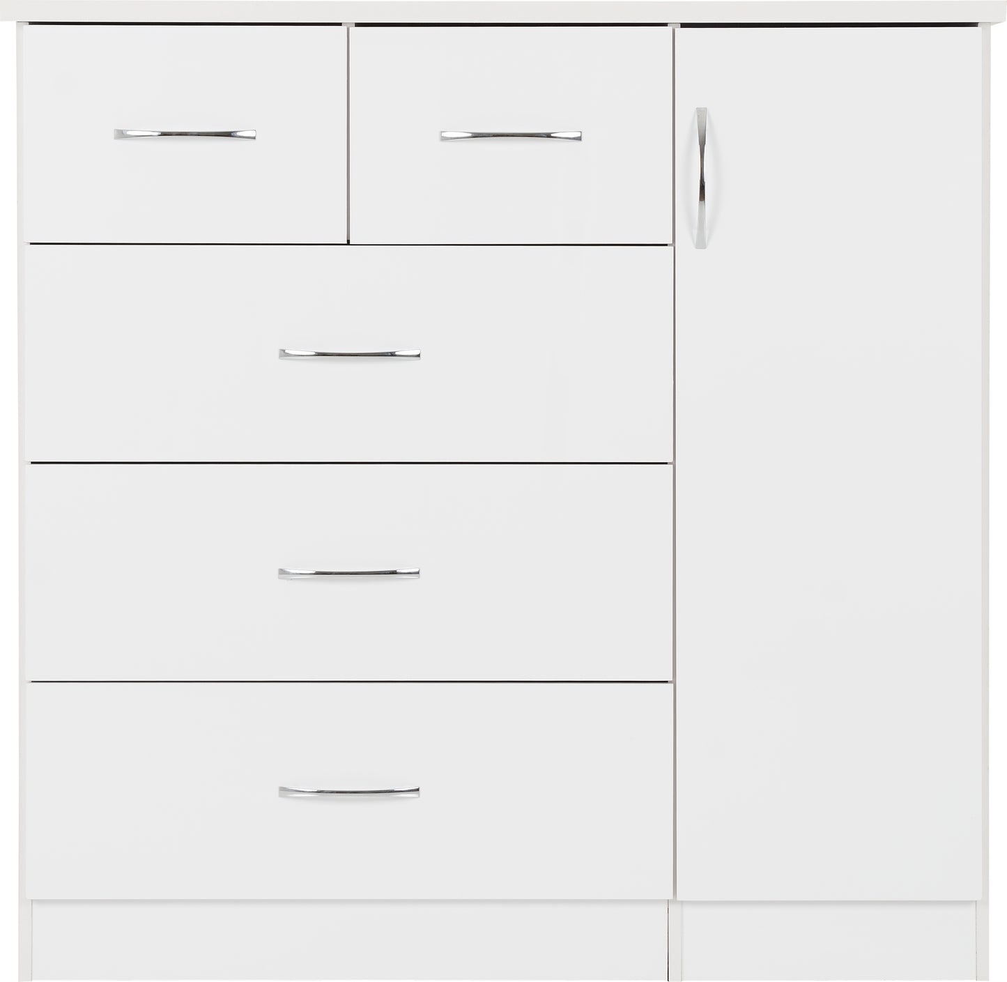 NEVADA 5 DRAWER LOW WARDROBE - WHITE GLOSS