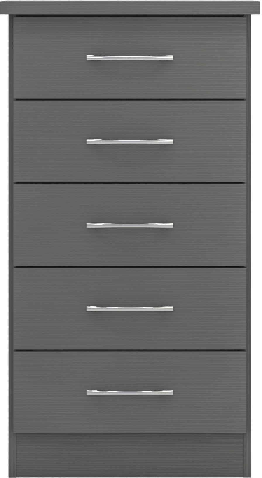 NEVADA 5 DRAWER NARROW CHEST - 3D EFFECT GREY