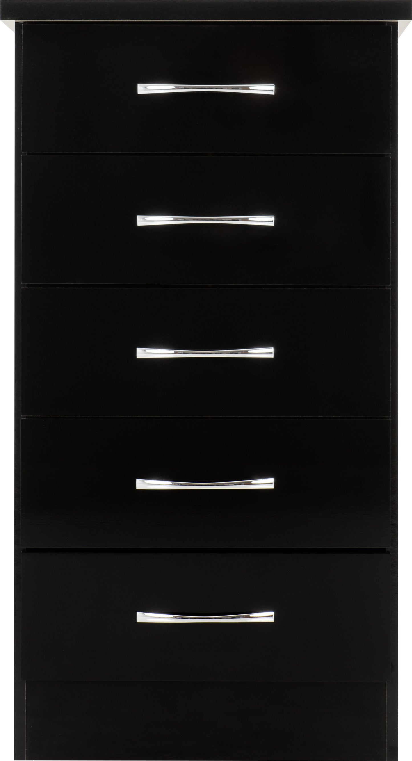 NEVADA 5 DRAWER NARROW CHEST - BLACK GLOSS