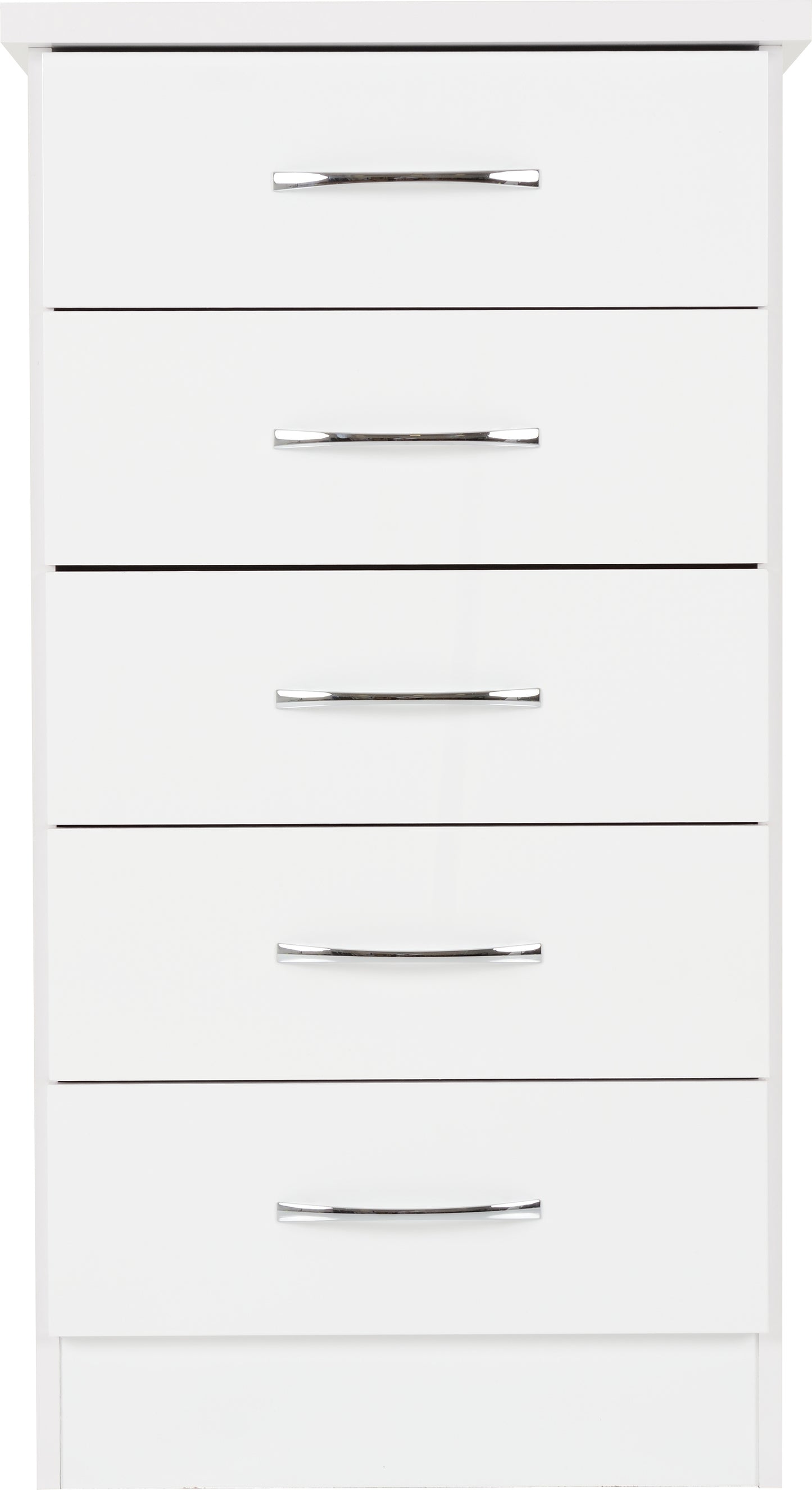 NEVADA 5 DRAWER NARROW CHEST - WHITE GLOSS