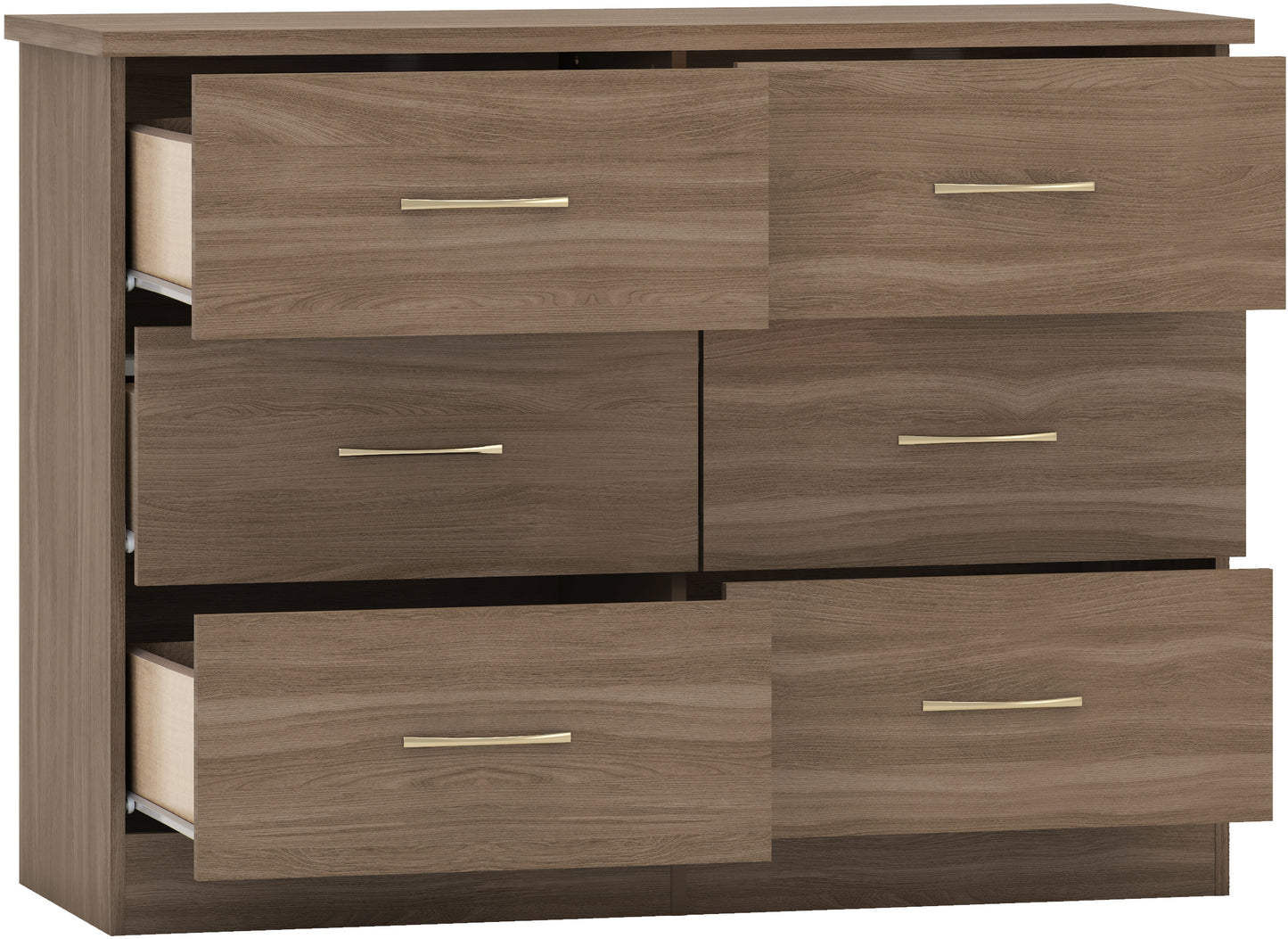 NEVADA 6 DRAWER CHEST - RUSTIC OAK EFFECT