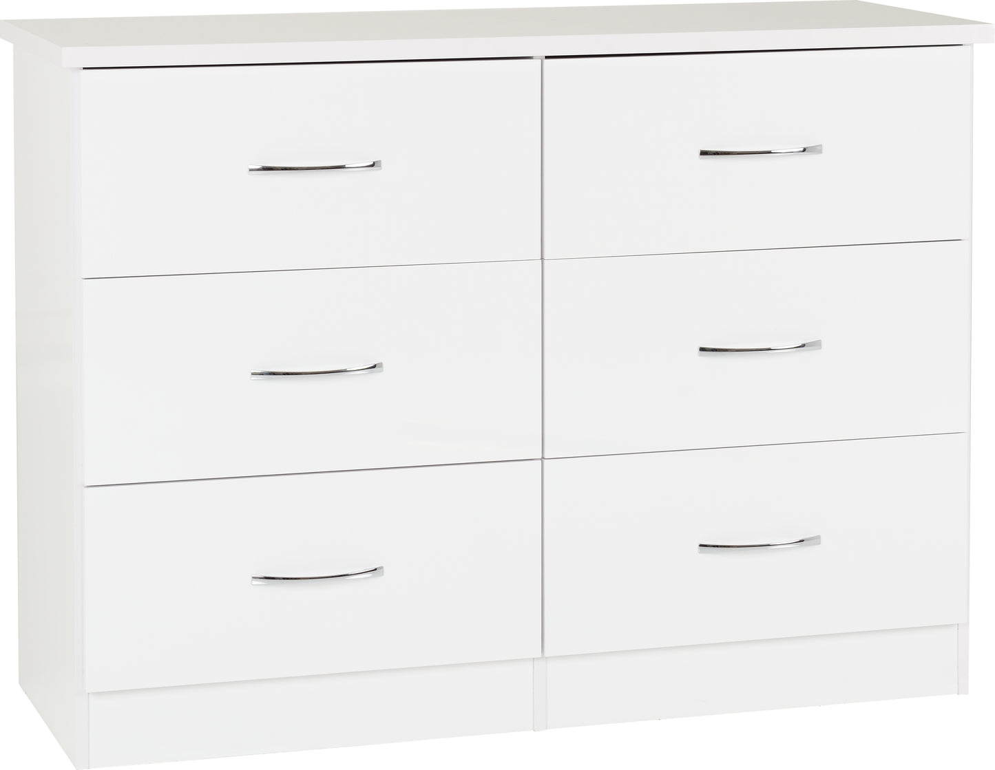 NEVADA 6 DRAWER CHEST - WHITE GLOSS