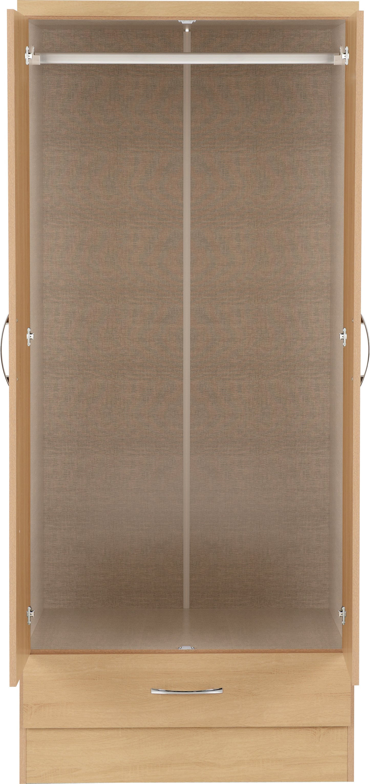 NEVADA MIRRORED 2 DOOR 1 DRAWER WARDROBE - SONOMA OAK EFFECT