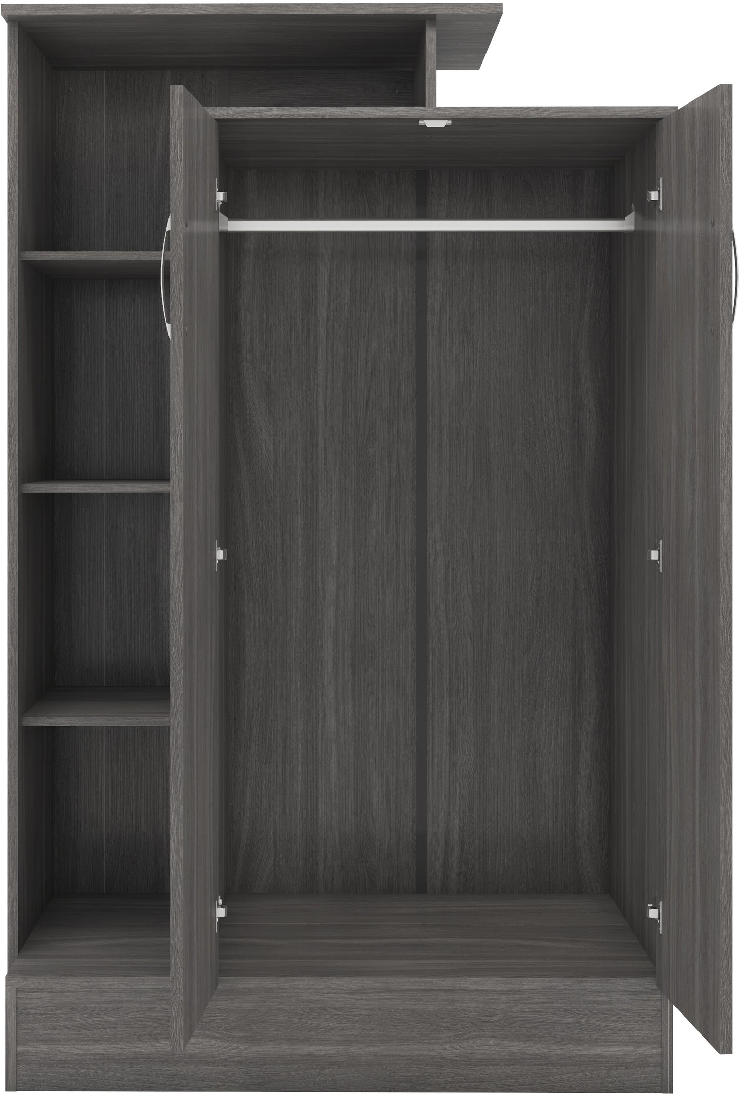 NEVADA PETITE OPEN SHELF WARDROBE - BLACK WOOD GRAIN